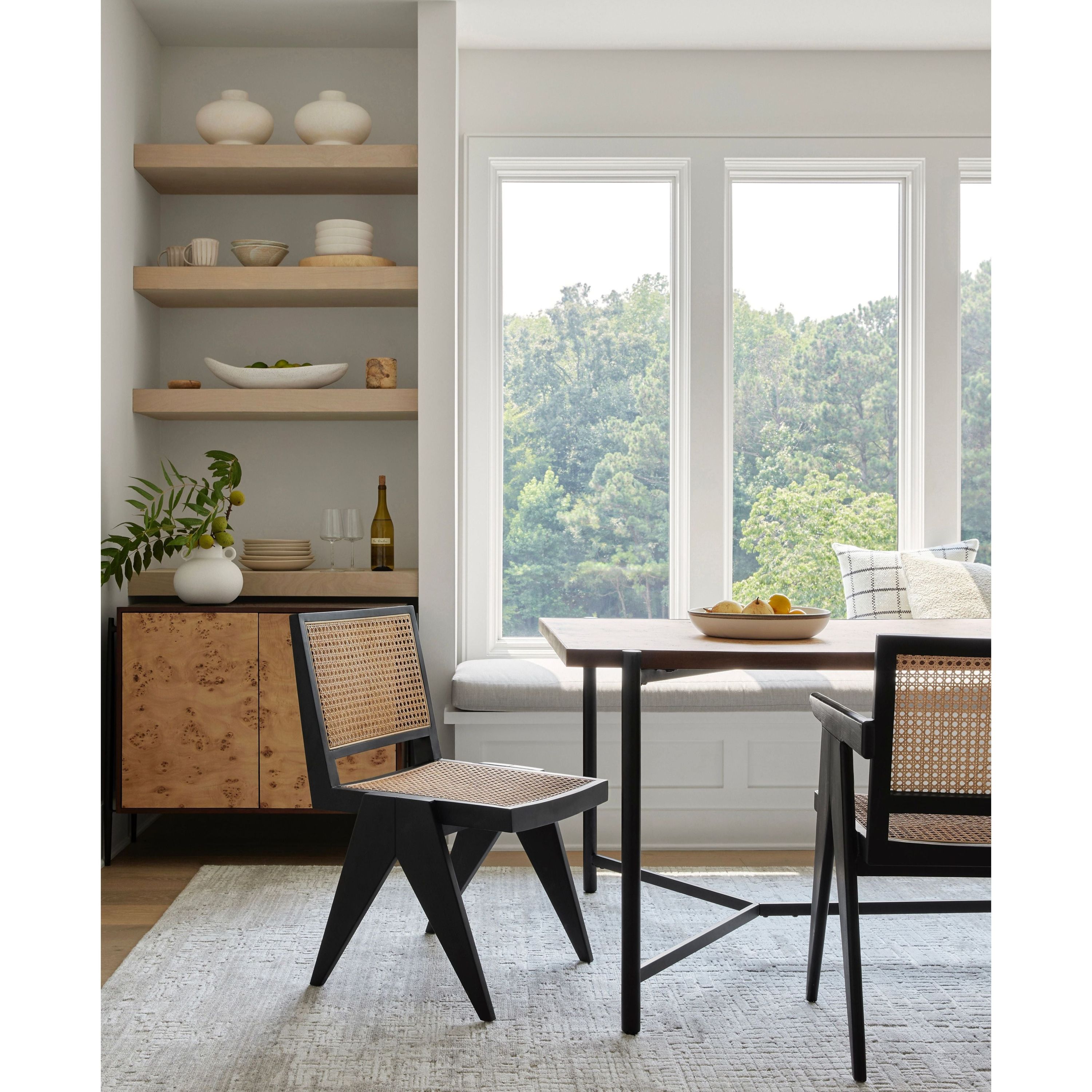 Surya Hague Modern Set of 2 Rattan & Black Wood Dining Chairs - Image 2
