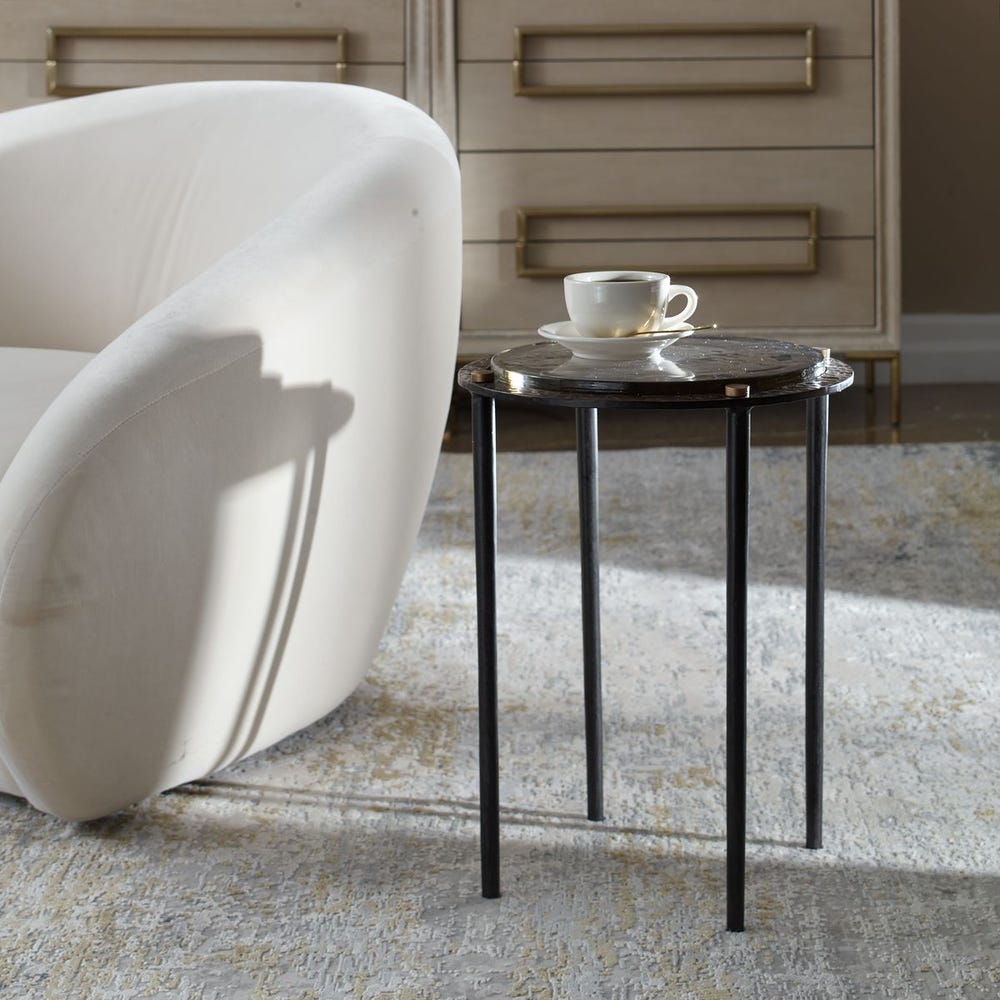 Uttermost Kennington Cast Iron Base With Cast Glass Top Accent Table - Image 1