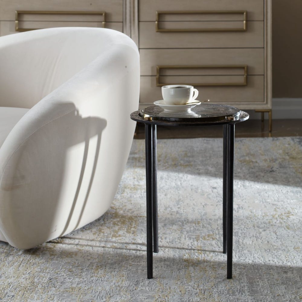 Uttermost Kennington Cast Iron Base With Cast Glass Top Accent Table - Image 2
