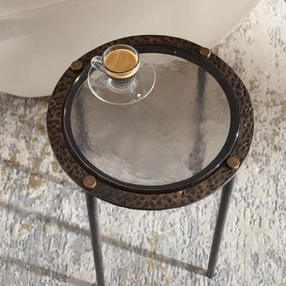 Uttermost Kennington Cast Iron Base With Cast Glass Top Accent Table - Image 3