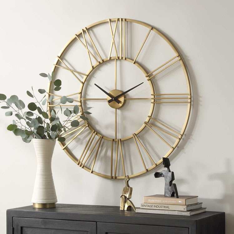 Uttermost Keyann Brushed Brass Wall Clock - Image 2