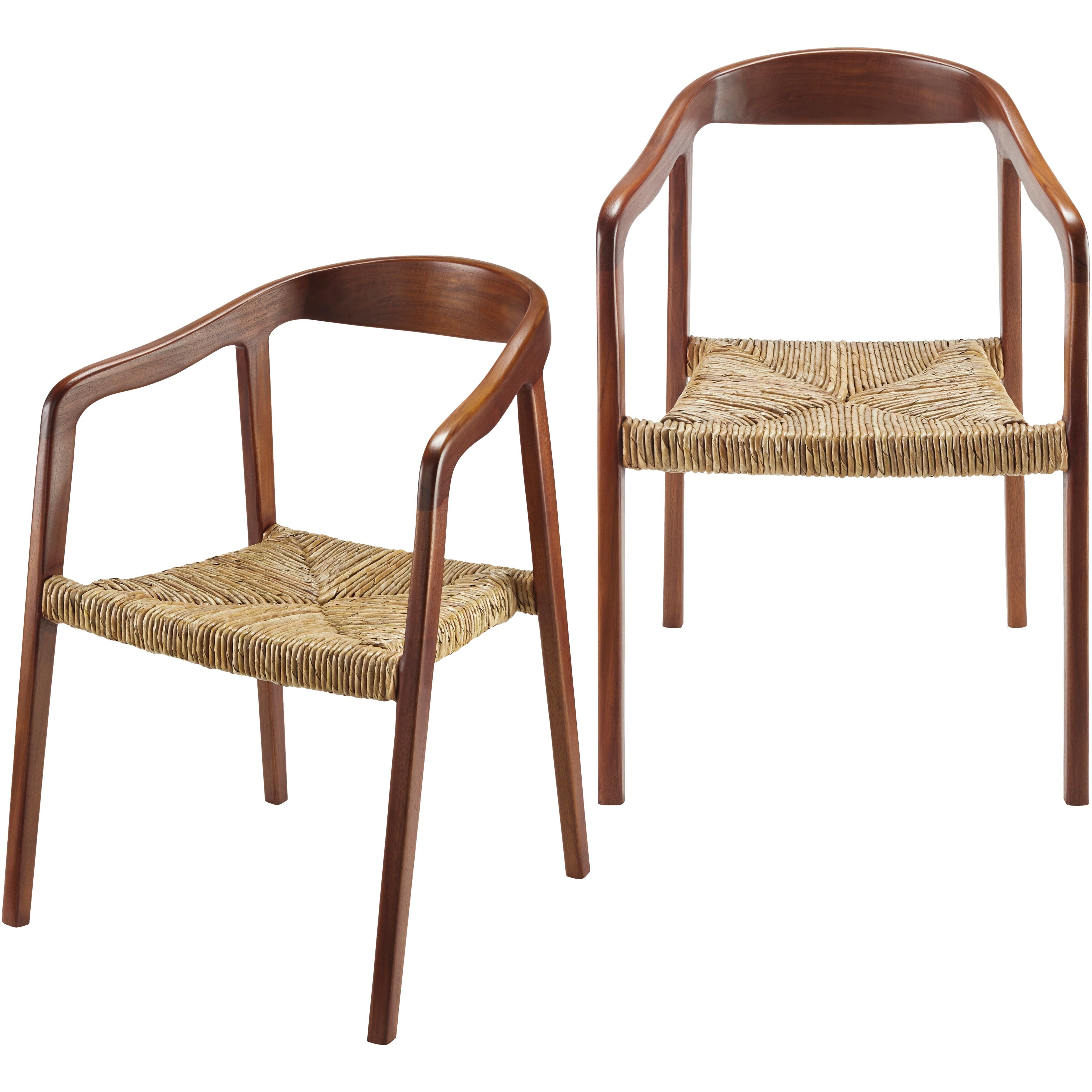 Surya Hefei Modern Curved Back With Natural Seagrass Seats Set of 2 Dining Chairs - Image 1