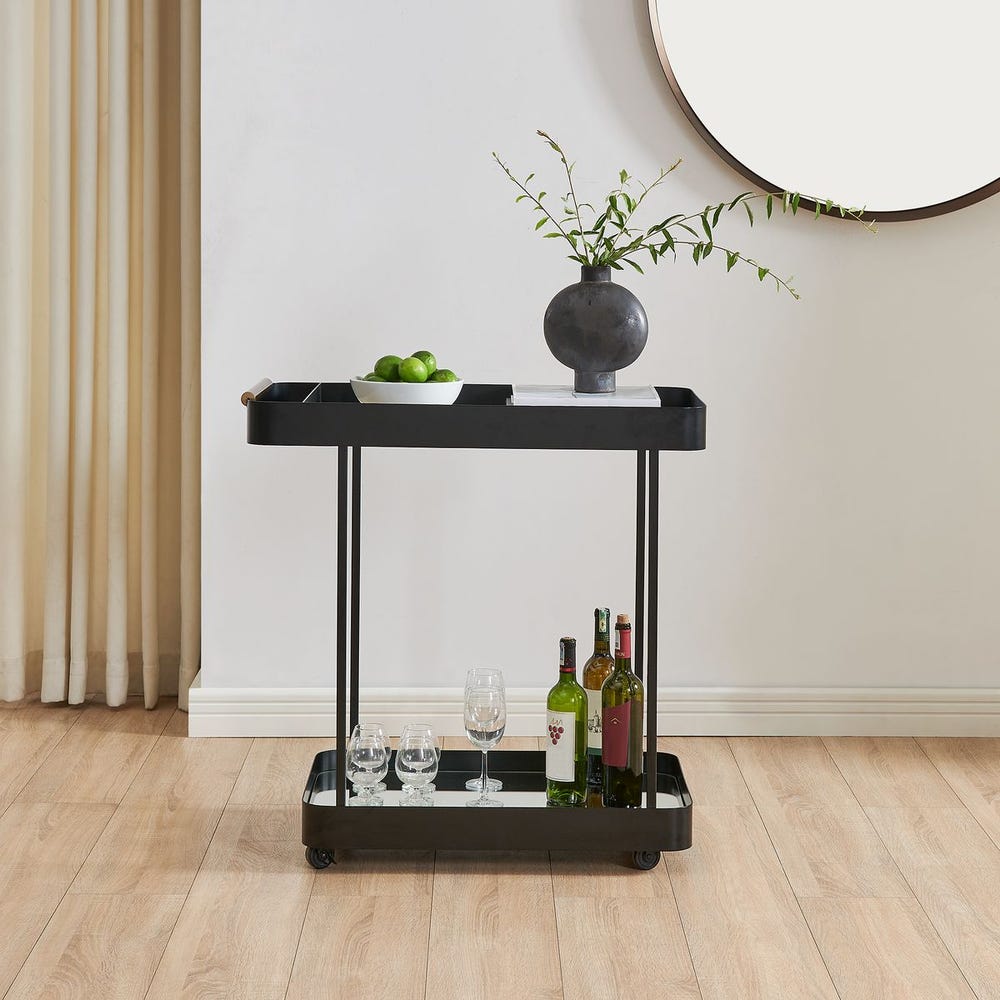 Uttermost Vesper Sleek Black Iron Framed Bar Cart - Image 1