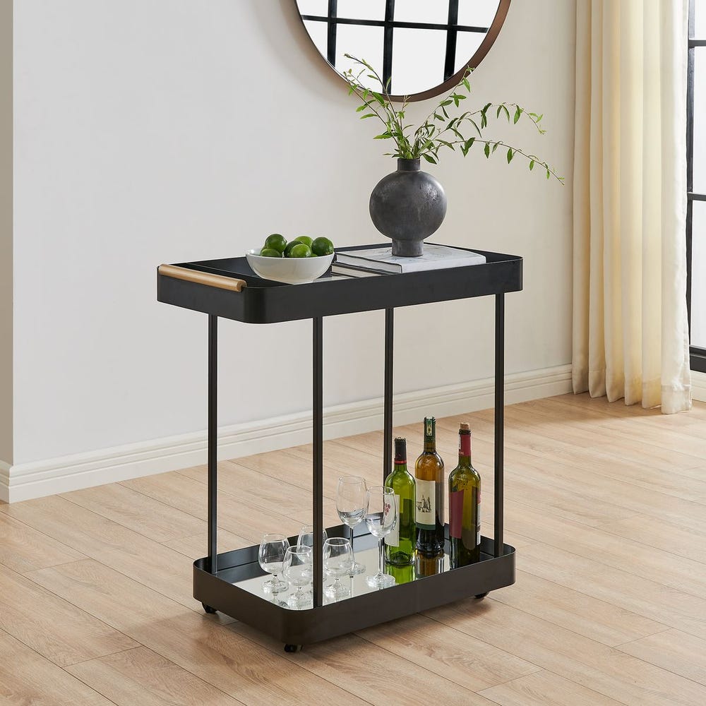 Uttermost Vesper Sleek Black Iron Framed Bar Cart - Image 2