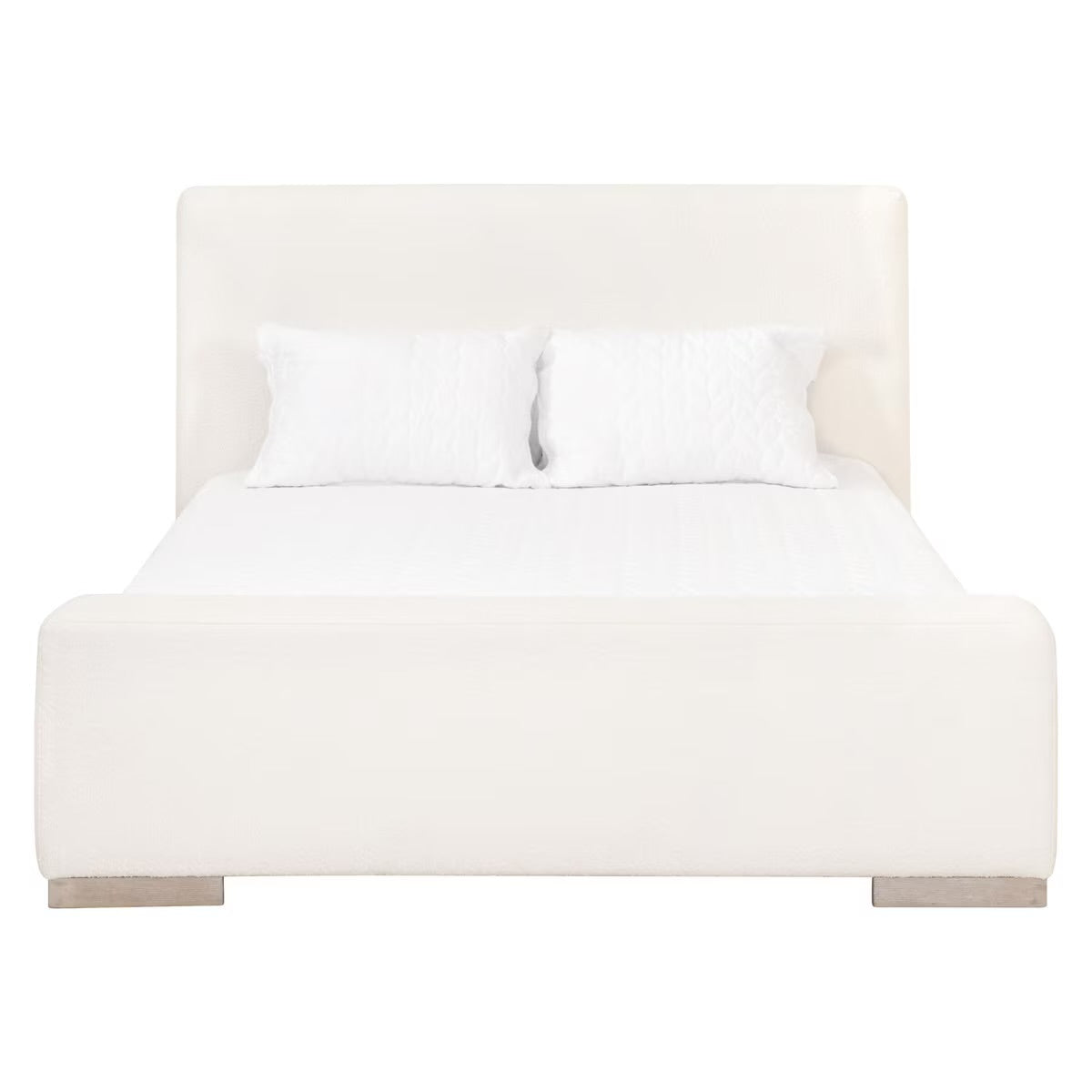 Essentials For Living Warren Cal King Bed ~ LiveSmart Boucle-Snow  Performance Fabric With Natural Gray Oak - Image 1