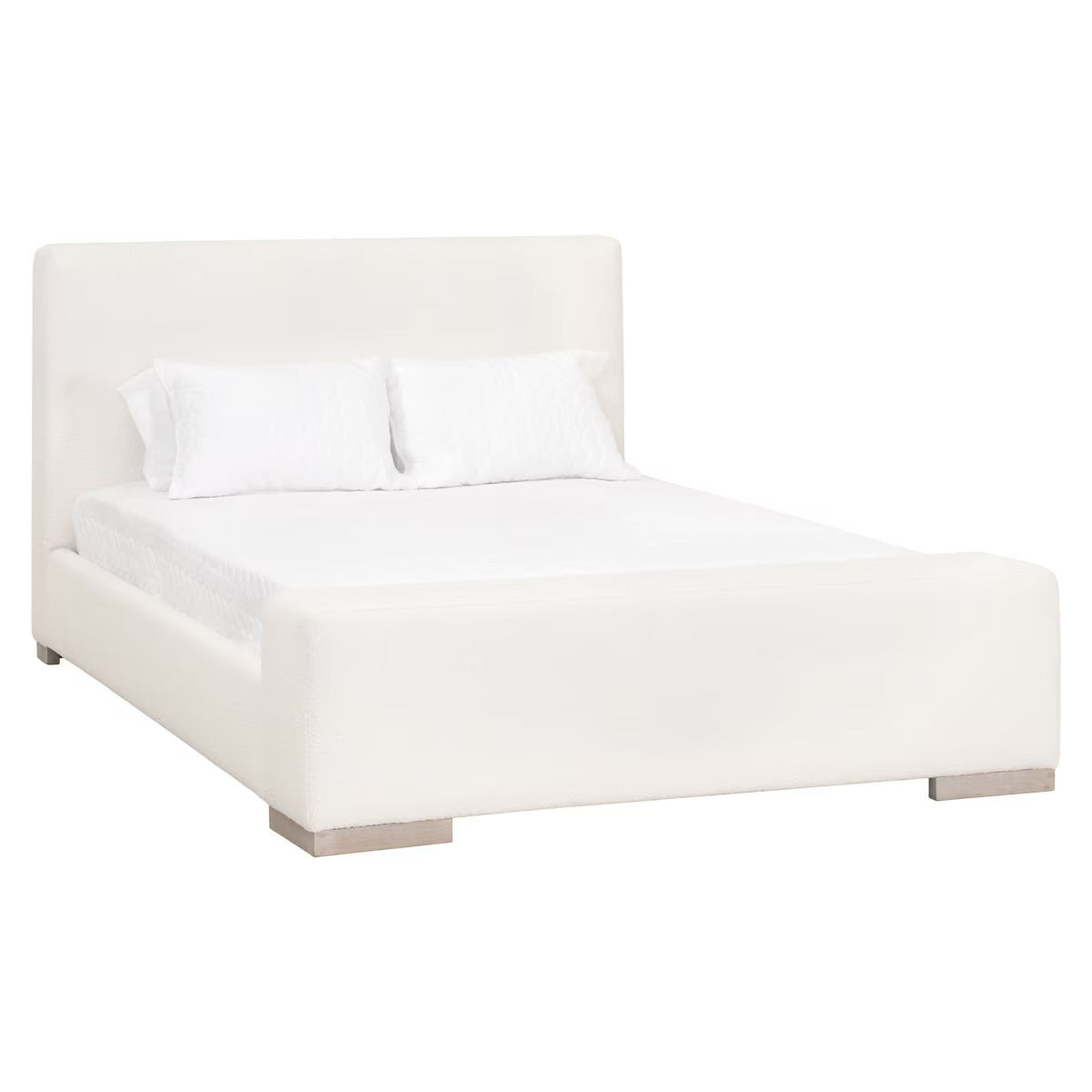 Essentials For Living Warren Cal King Bed ~ LiveSmart Boucle-Snow  Performance Fabric With Natural Gray Oak - Image 2