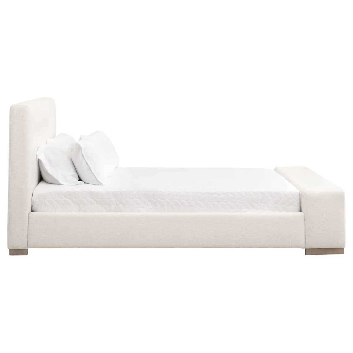 Essentials For Living Warren Standard King Bed ~ LiveSmart Boucle-Snow Performance Fabric With Natural Gray Oak - Image 3