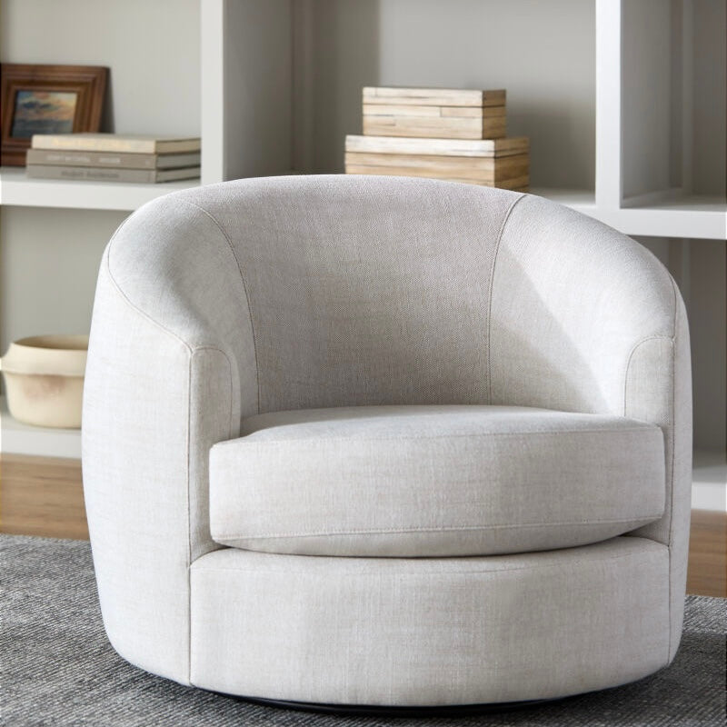 Surya Lindley Modern Cream Swivel Chair - Image 1