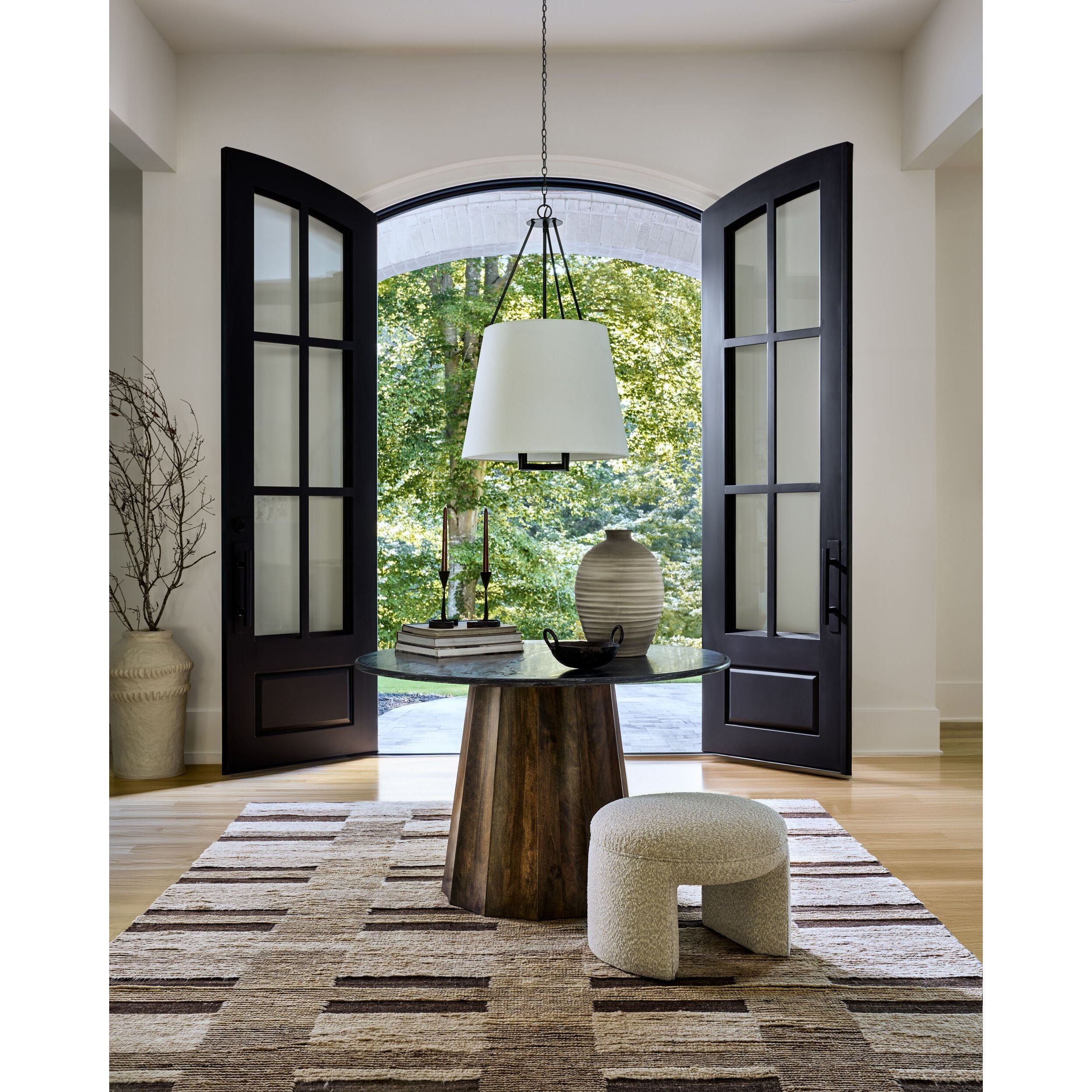 Surya Linus Modern Black Marble Top With Dark Mango Wood 47” Round Dining Table - Image 2
