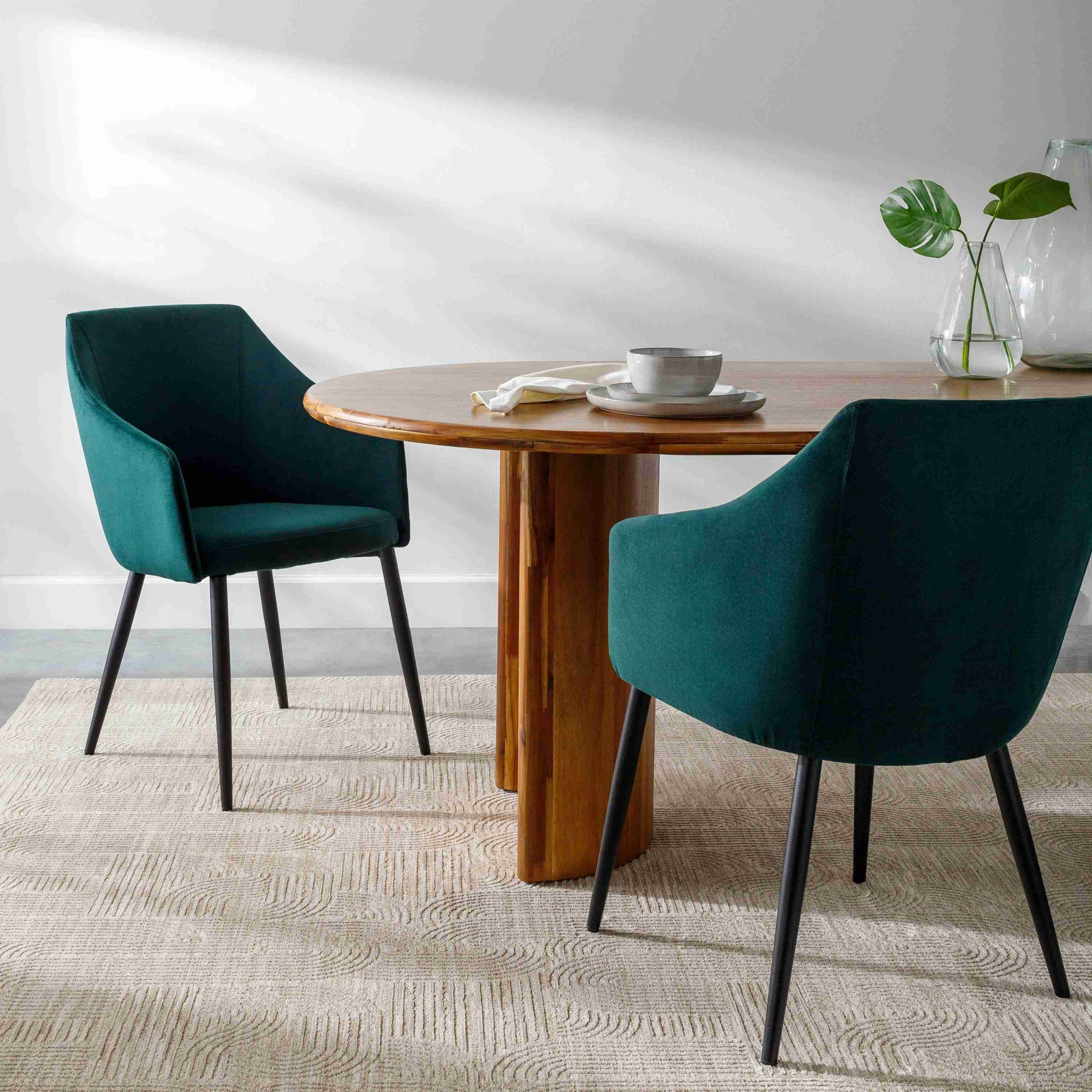 Surya Milford Modern SET OF 2 Green Velvet Dining Chairs With Black Metal Legs - Image 2