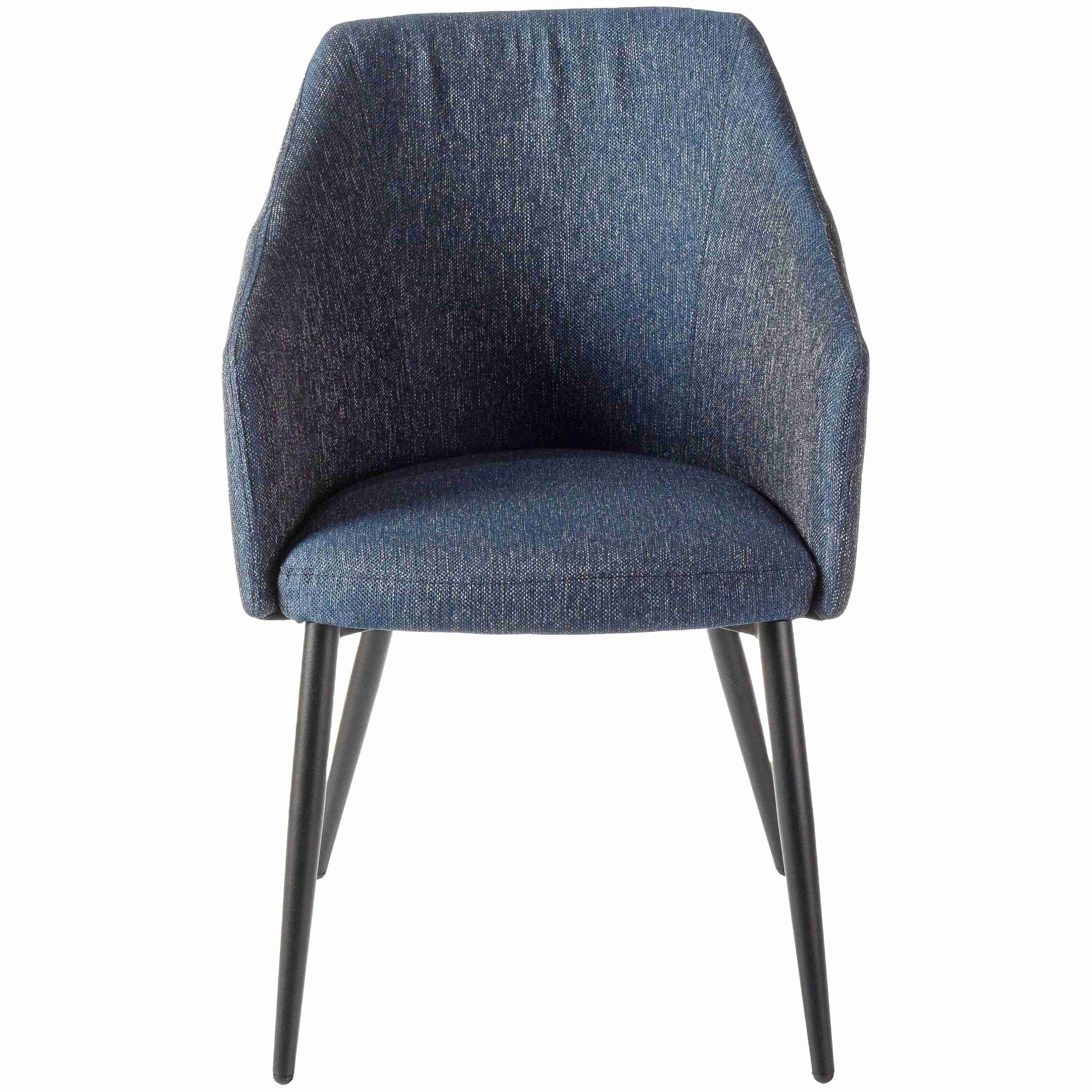 Surya Milford Modern SET OF 2 Navy Blue Jacquard Dining Chairs With Black Metal Legs - Image 3
