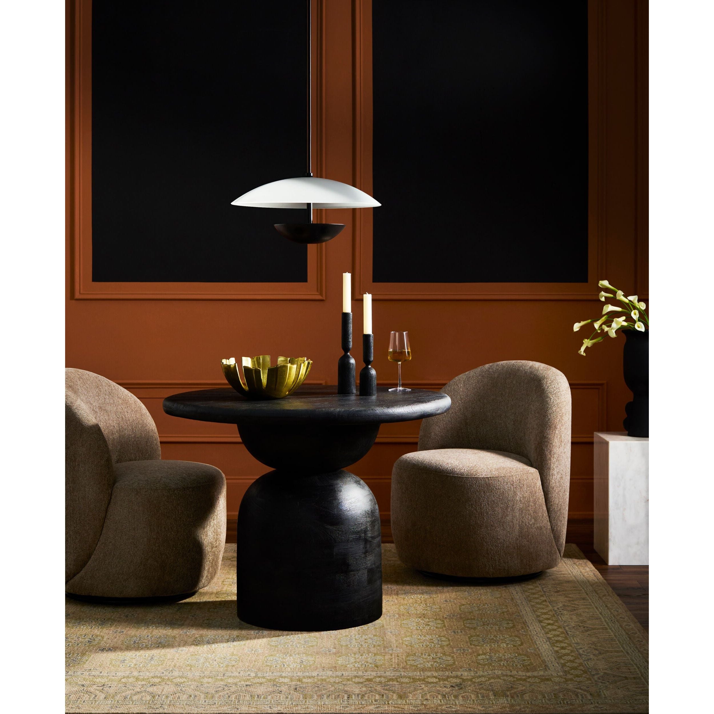 Surya Koben Modern Black Sandblasted Mango Wood  Round Dining Table - Image 2