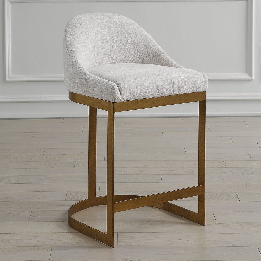 Uttermost Ira Soft Ivory Chenille Performance Fabric Counter Stool - Image 2
