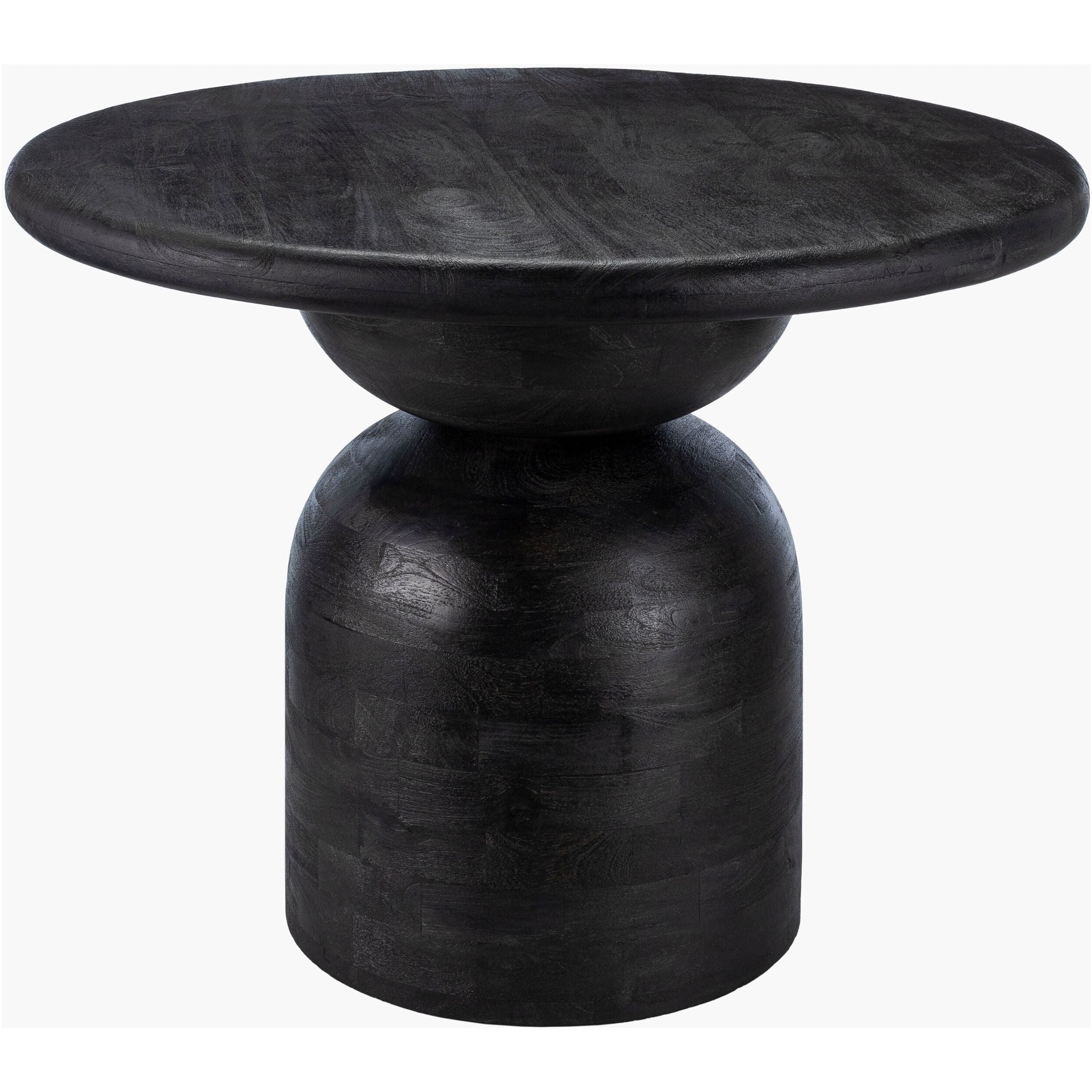Surya Koben Modern Black Sandblasted Mango Wood  Round Dining Table - Image 1