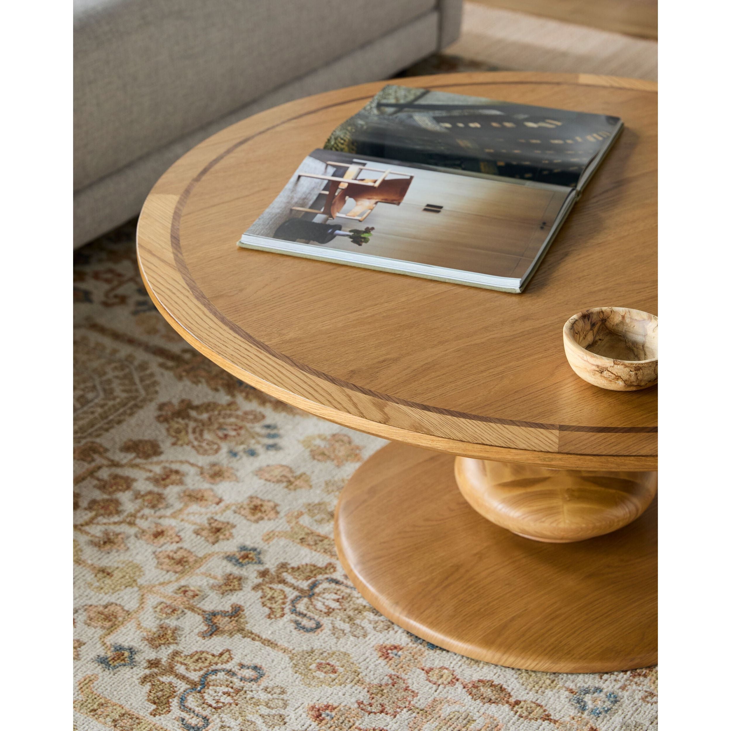 Surya Adour Modern Natural Oak Round Coffee Table - Image 3