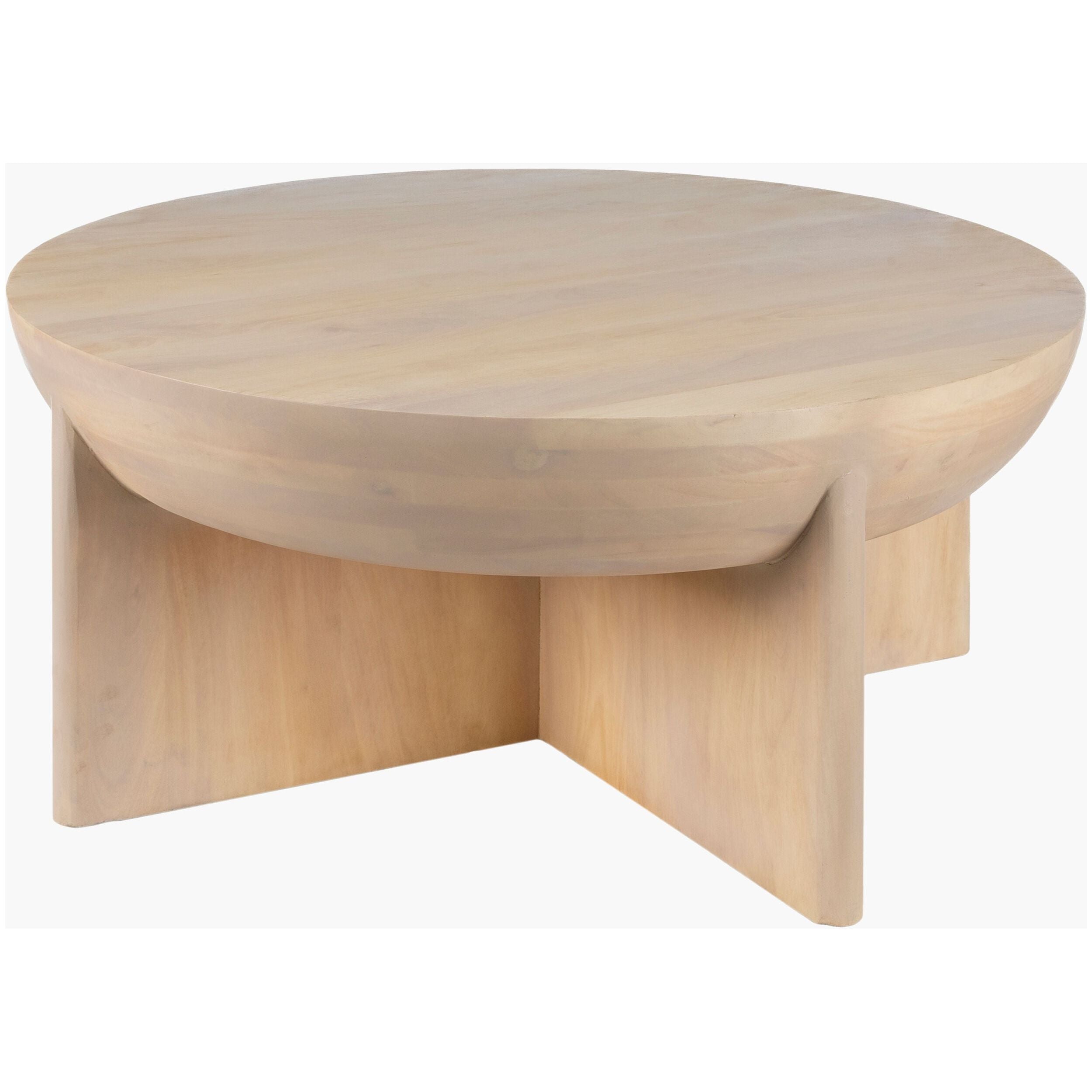 Surya Amari Modern Ivory Natural Mango Wood Round Coffee Table - Image 1