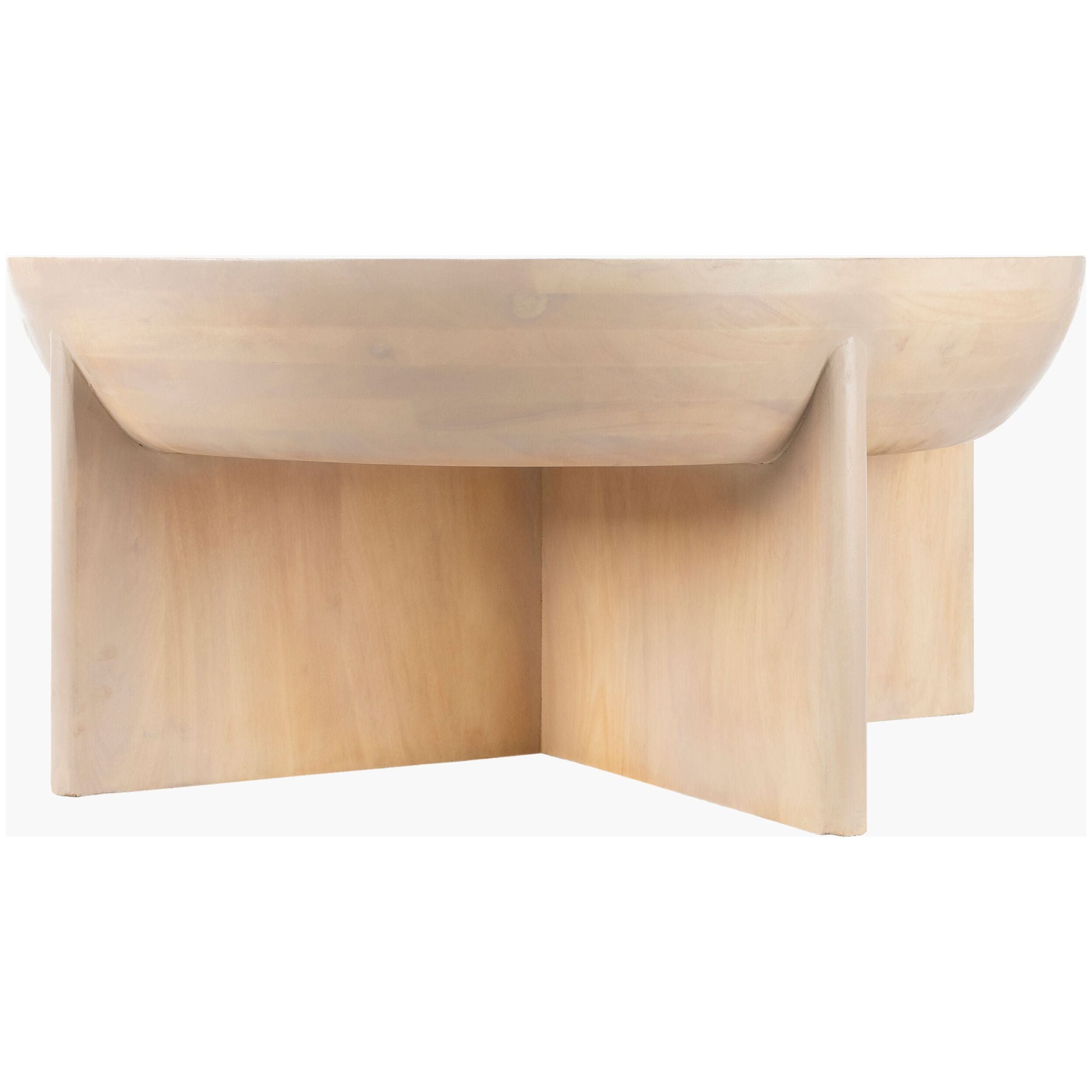 Surya Amari Modern Ivory Natural Mango Wood Round Coffee Table - Image 2