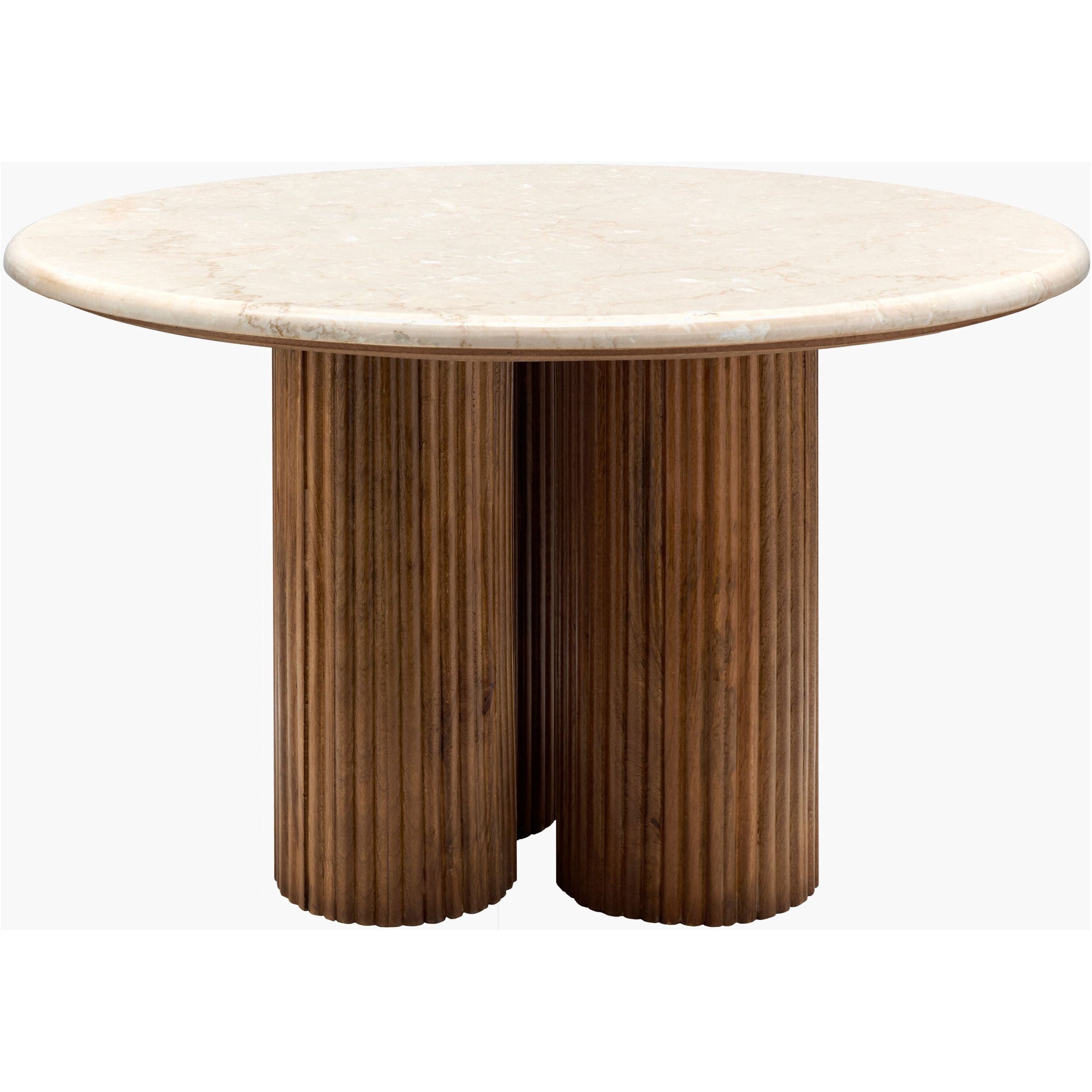 Surya Basilia Modern Ivory Marble and Mango Wood Round Coffee Table - Image 2