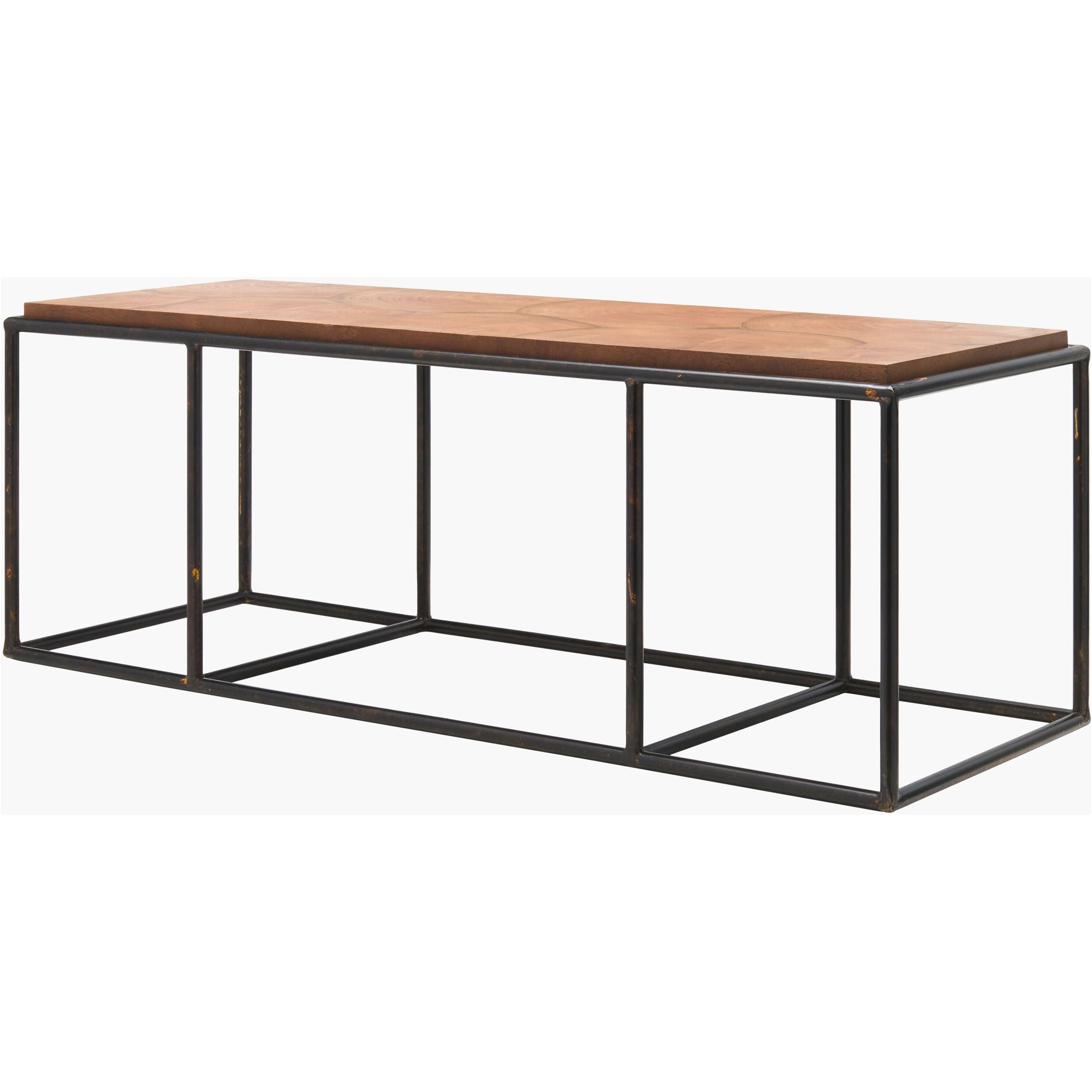 Surya Brax Modern Brown Laquered Wood and Black Iron Coffee Table - Image 2
