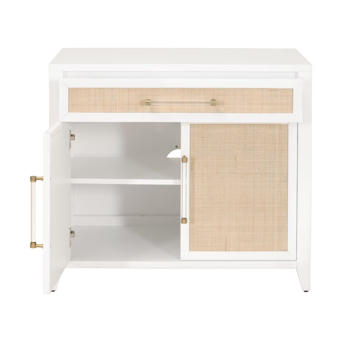 Essentials For Living Holland Media Chest~ Matte White, Natural Ratten - Image 2