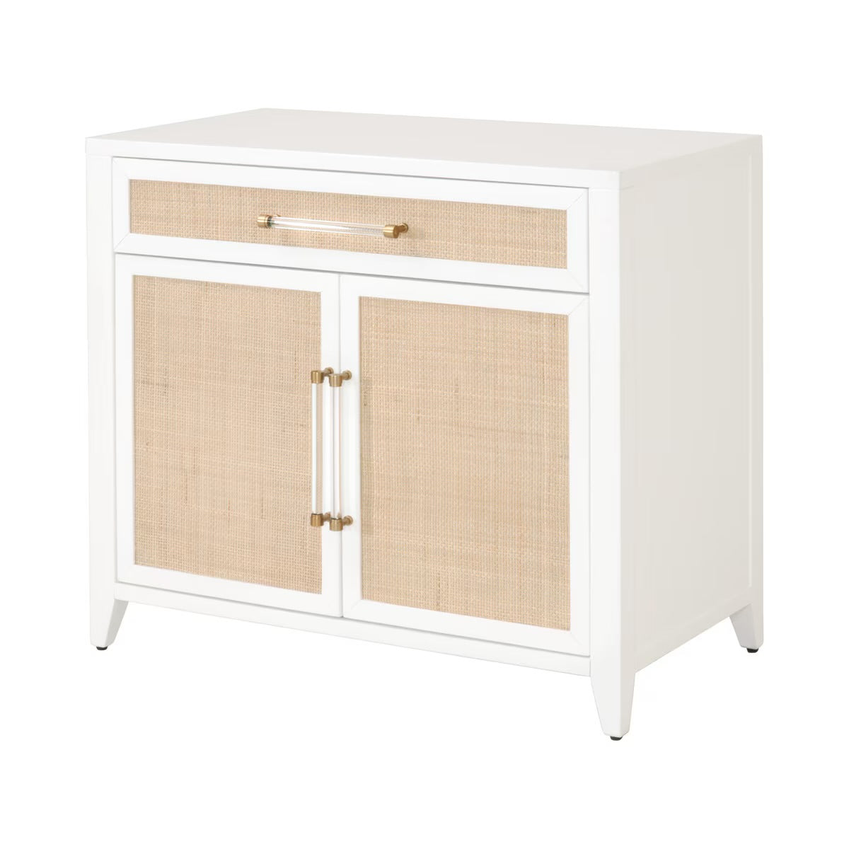 Essentials For Living Holland Media Chest~ Matte White, Natural Ratten - Image 3