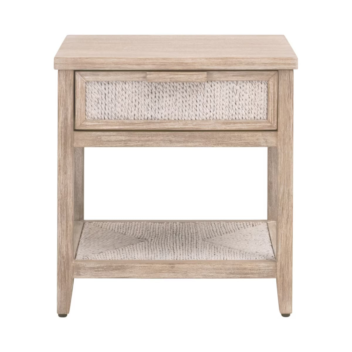 Essentials For Living Malay 1-Drawer Nightstand ~ White Wash Abaca Rope, Natural Gray Mahogany - Image 1