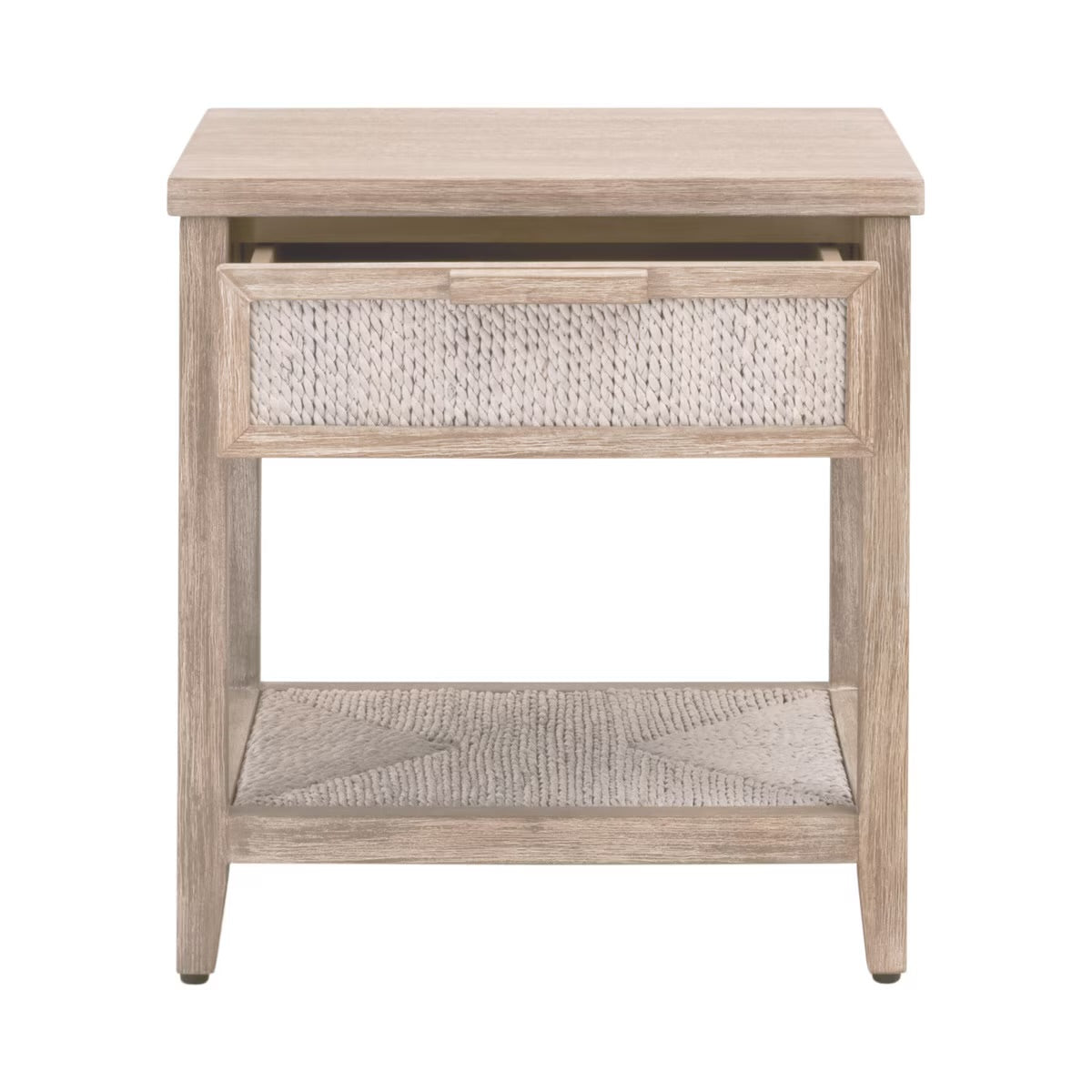 Essentials For Living Malay 1-Drawer Nightstand ~ White Wash Abaca Rope, Natural Gray Mahogany - Image 2