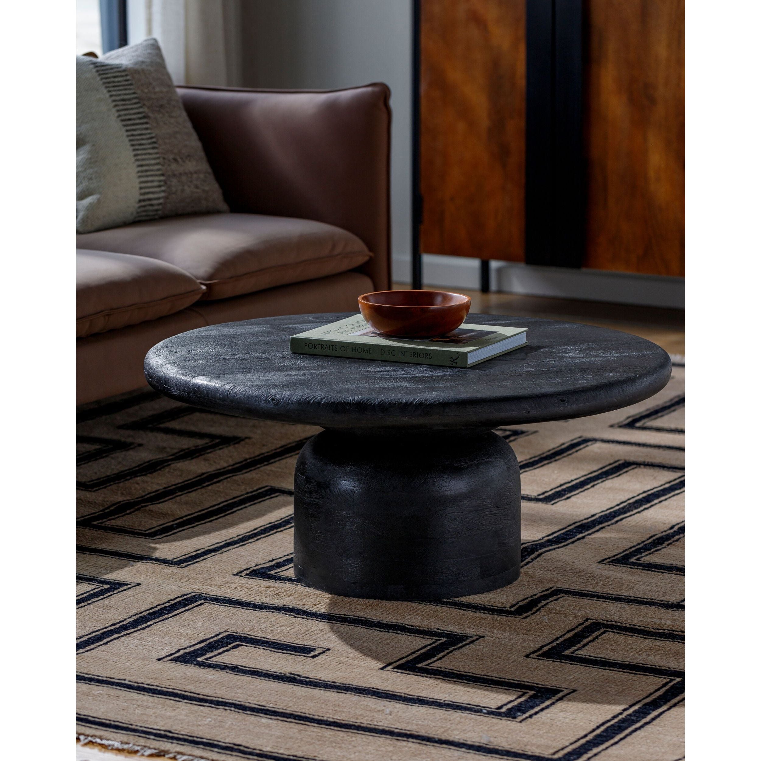 Surya Koben Modern Black Sandblasted Mango Wood Coffee Table - Image 3