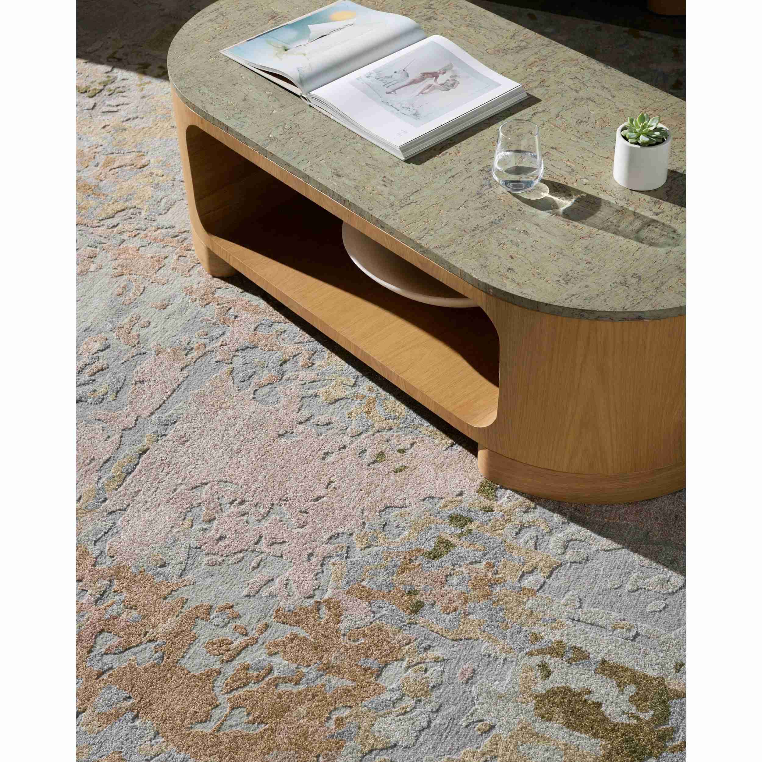 Surya Poros Modern Natural Oak and Cork Coffee Table - Image 2