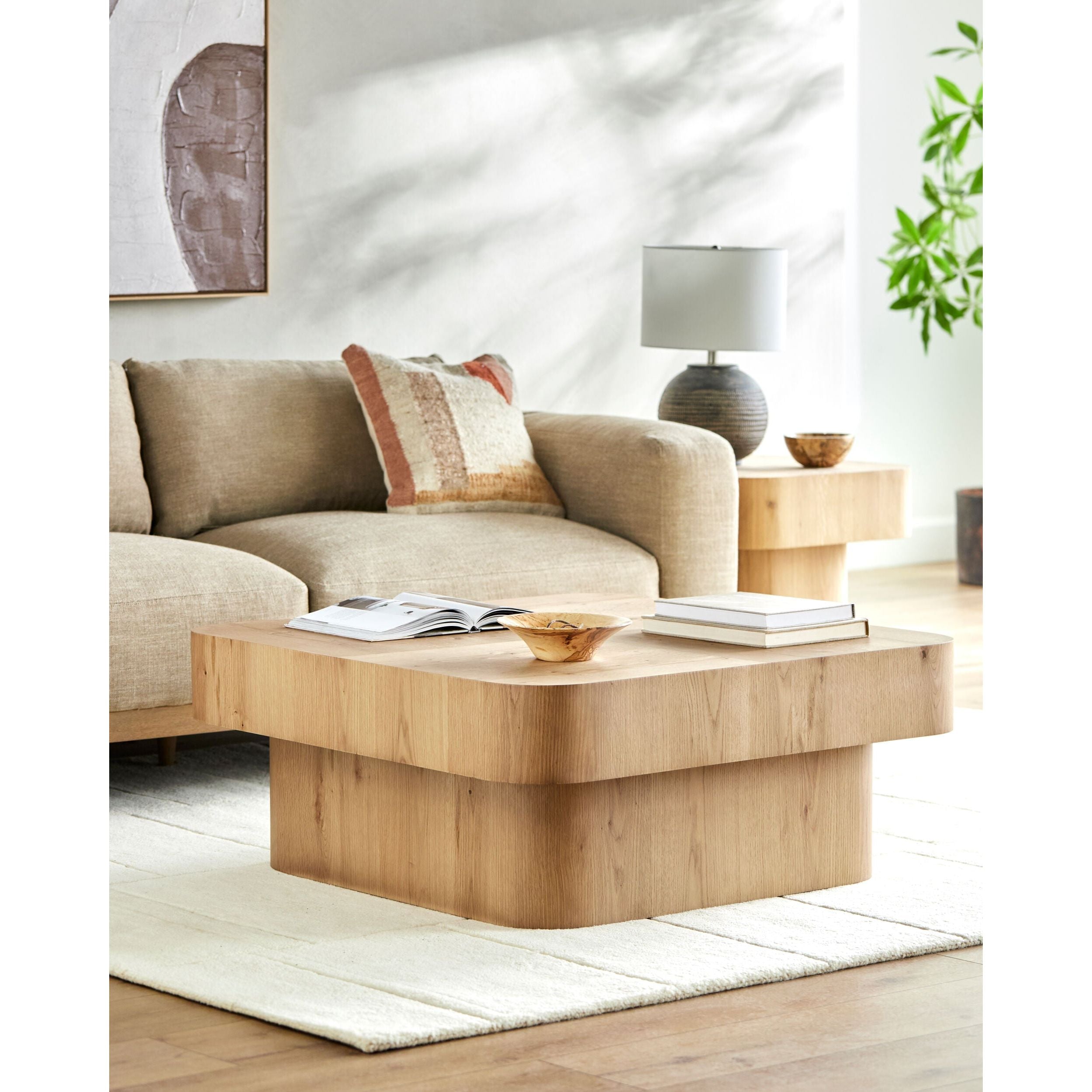 Surya Arquette Modern Natural Oak Coffee Table - Image 1
