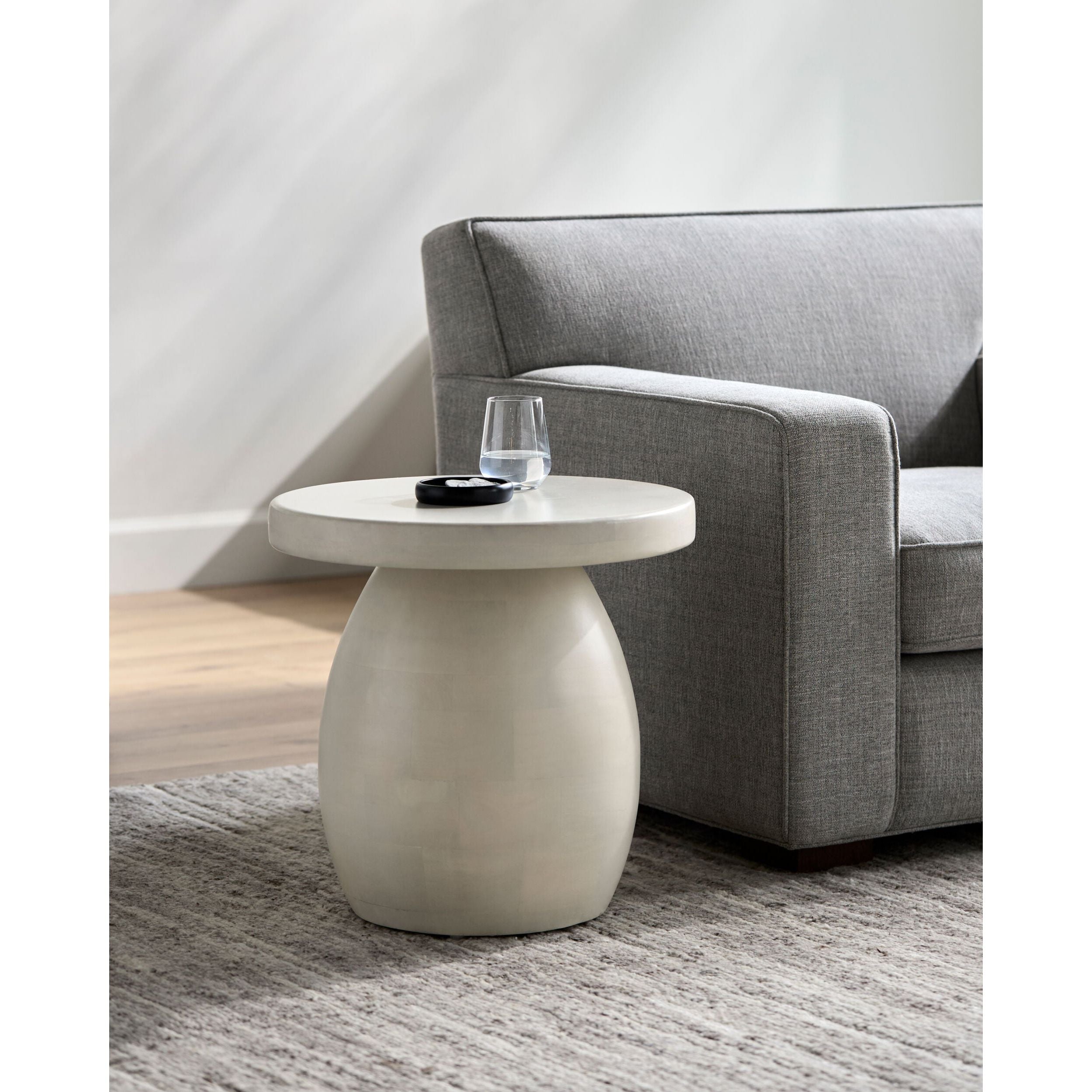 Surya Gant Modern White Mango Wood Round End Table - Image 1