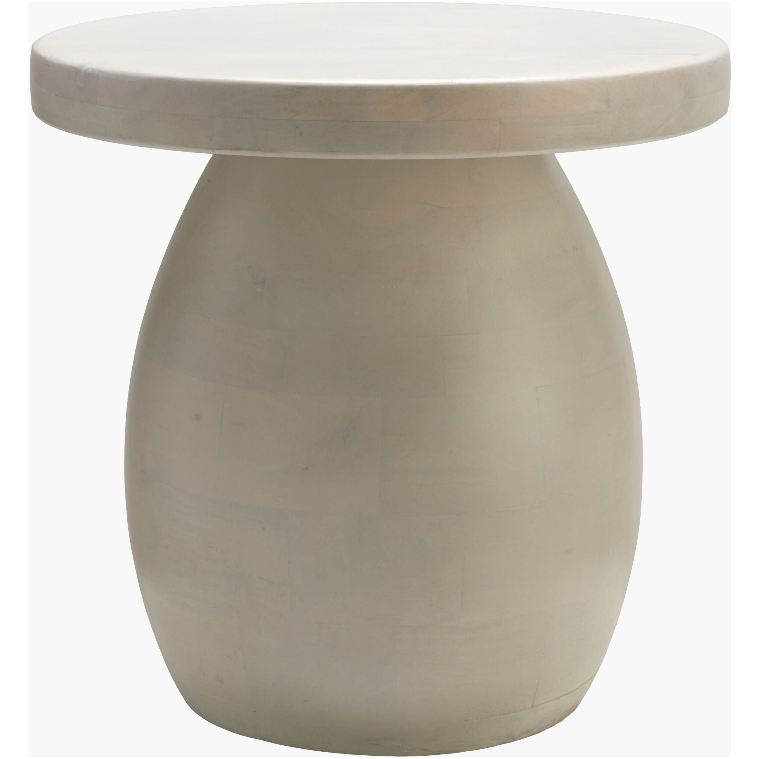 Surya Gant Modern White Mango Wood Round End Table - Image 2