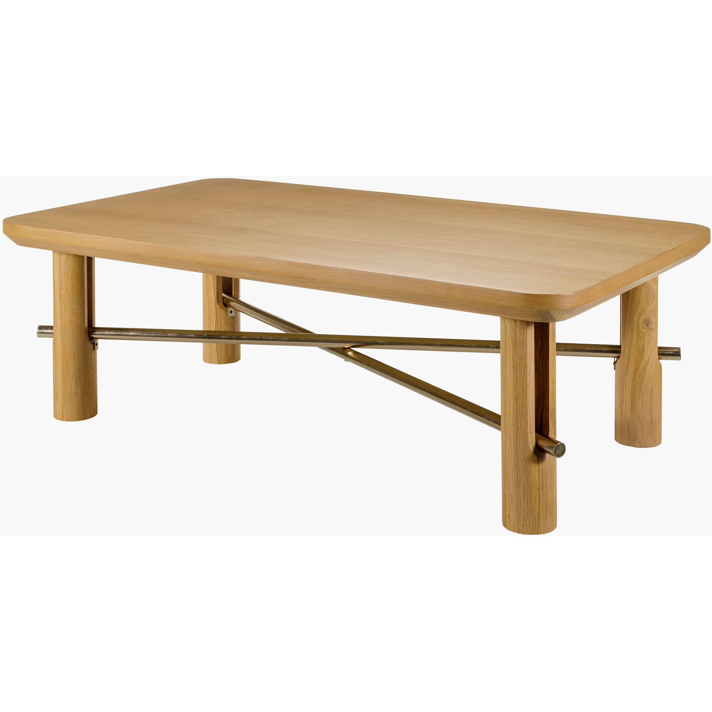 Surya Valdo Modern Natural Oak and Brass Coffee Table - Image 2