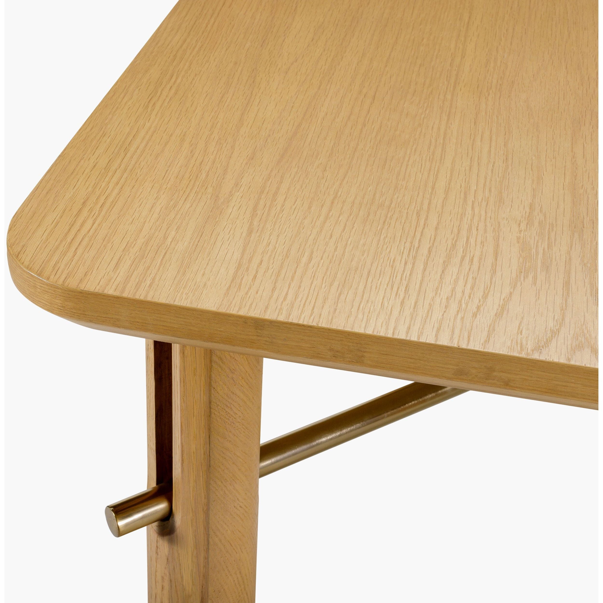 Surya Valdo Modern Natural Oak and Brass Square Coffee Table - Image 3