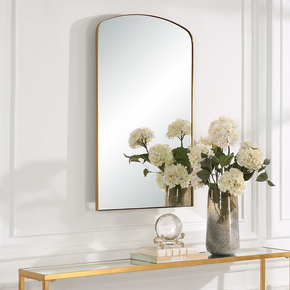 Uttermost Tordera Brass Sleek Steel Framed Arch Mirror - Image 1