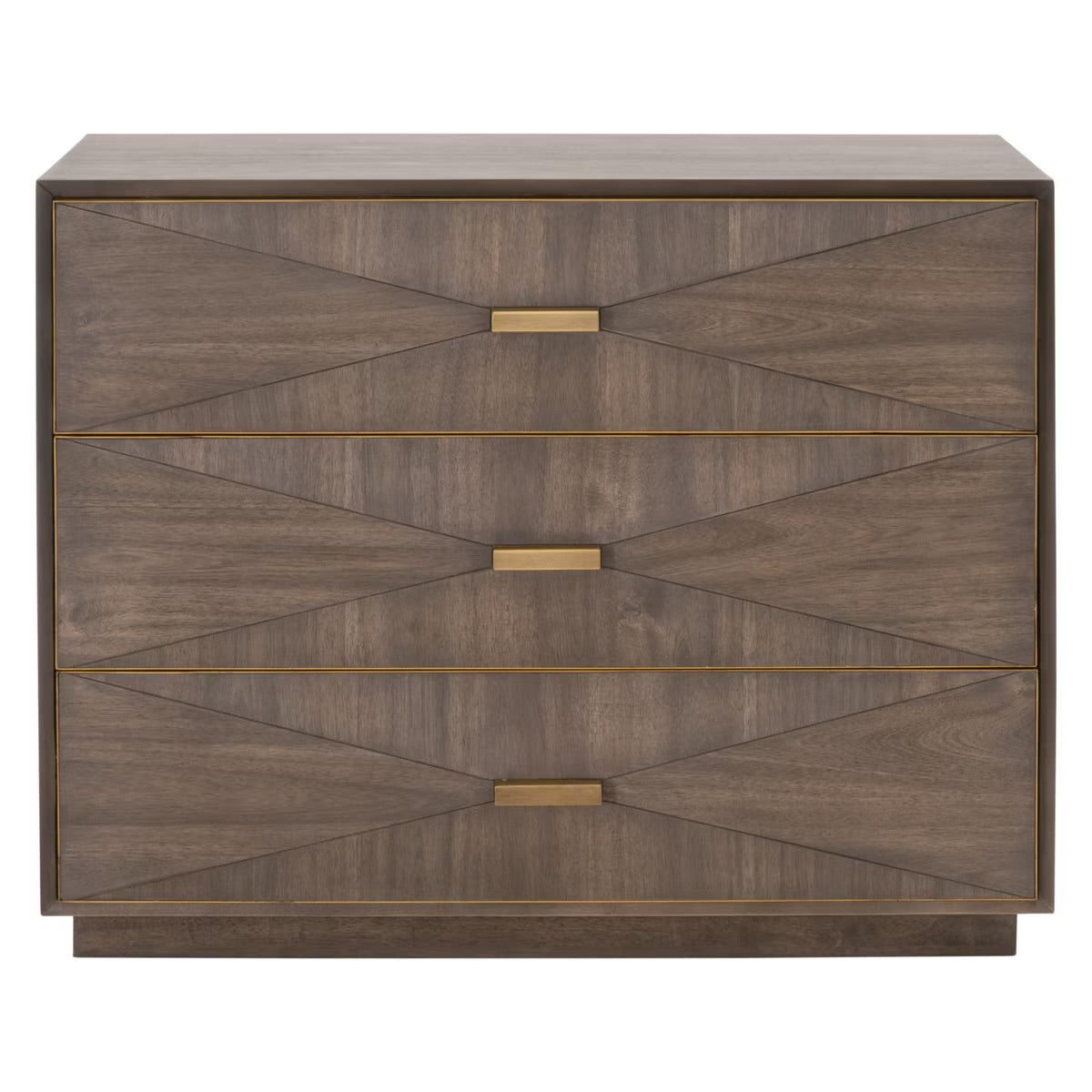 Essentials For Living Wynn 3-Drawer Nightstand ~ Burnished Brown Acacia Brushed Gold Hardware ~ LIMITED QUANTITY! ~ ONLY 1 LEFT! - Image 1