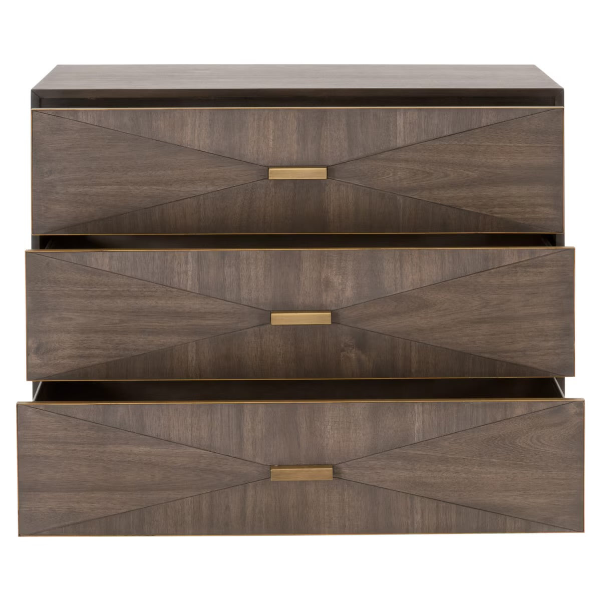 Essentials For Living Wynn 3-Drawer Nightstand ~ Burnished Brown Acacia Brushed Gold Hardware ~ LIMITED QUANTITY! ~ ONLY 1 LEFT! - Image 2