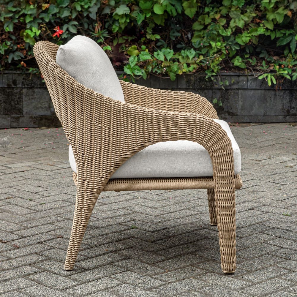 Uttermost Kavali Honey All Weather Outdoor Lounge Chair With Oyster White Plush Cushion - Image 3