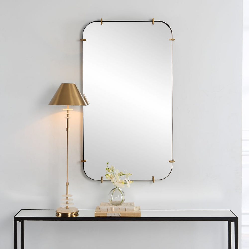 Uttermost Pali Black Iron With Antique Gold Rounded Corners Mirror - Image 2