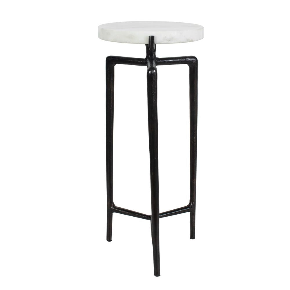 Uttermost Tobias White Marble Slab With Natural Veining Drink Table - Image 2