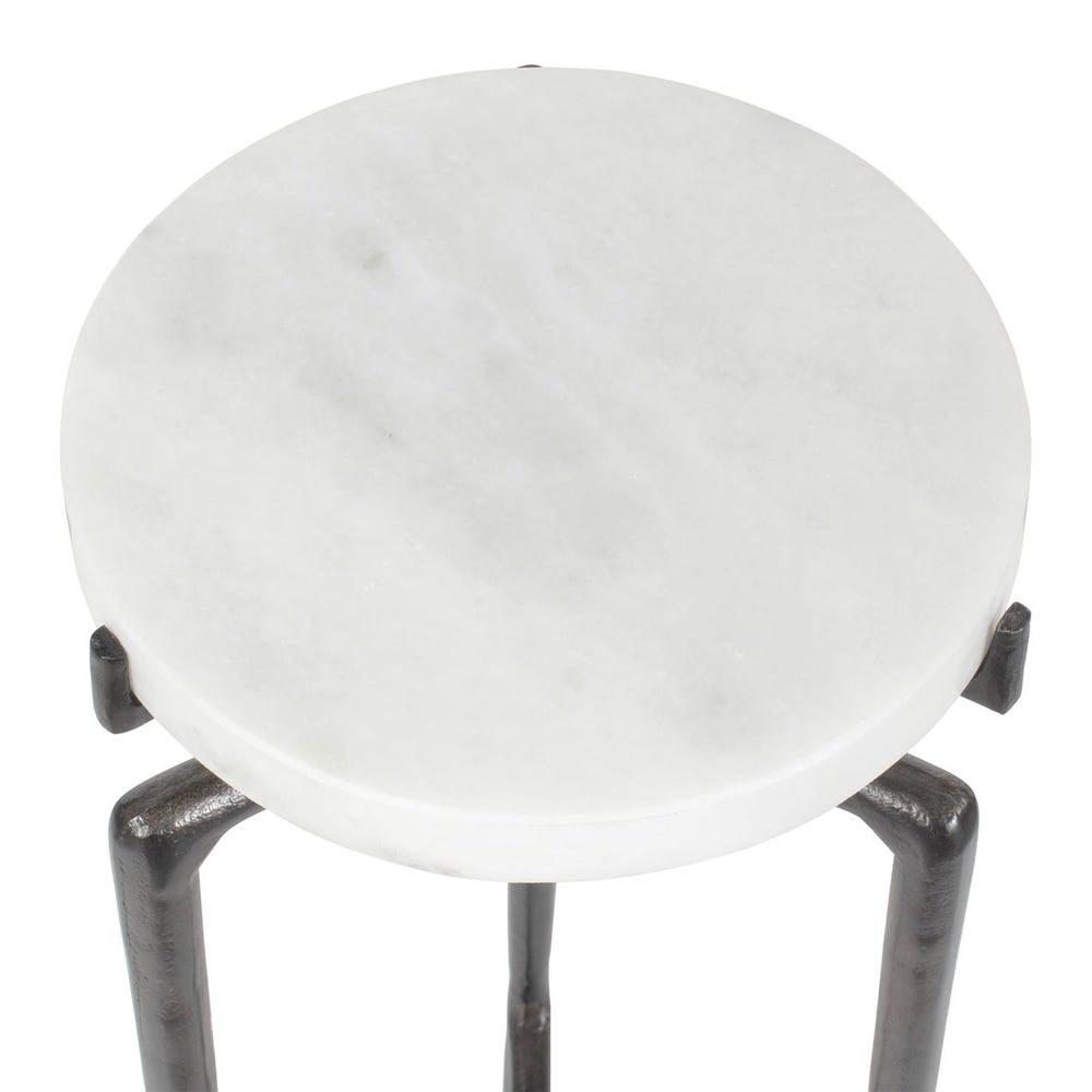 Uttermost Tobias White Marble Slab With Natural Veining Drink Table - Image 3