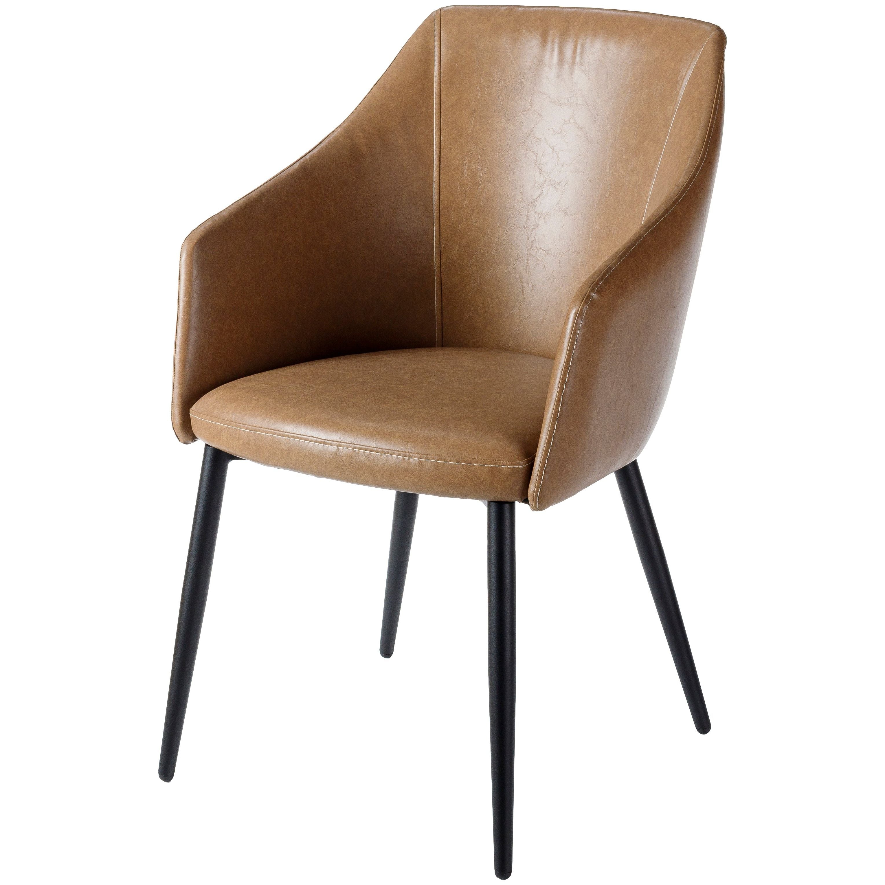 Surya Milford Modern SET OF 2  Faux Leather Dining Chairs With Black Metal Legs - Image 3