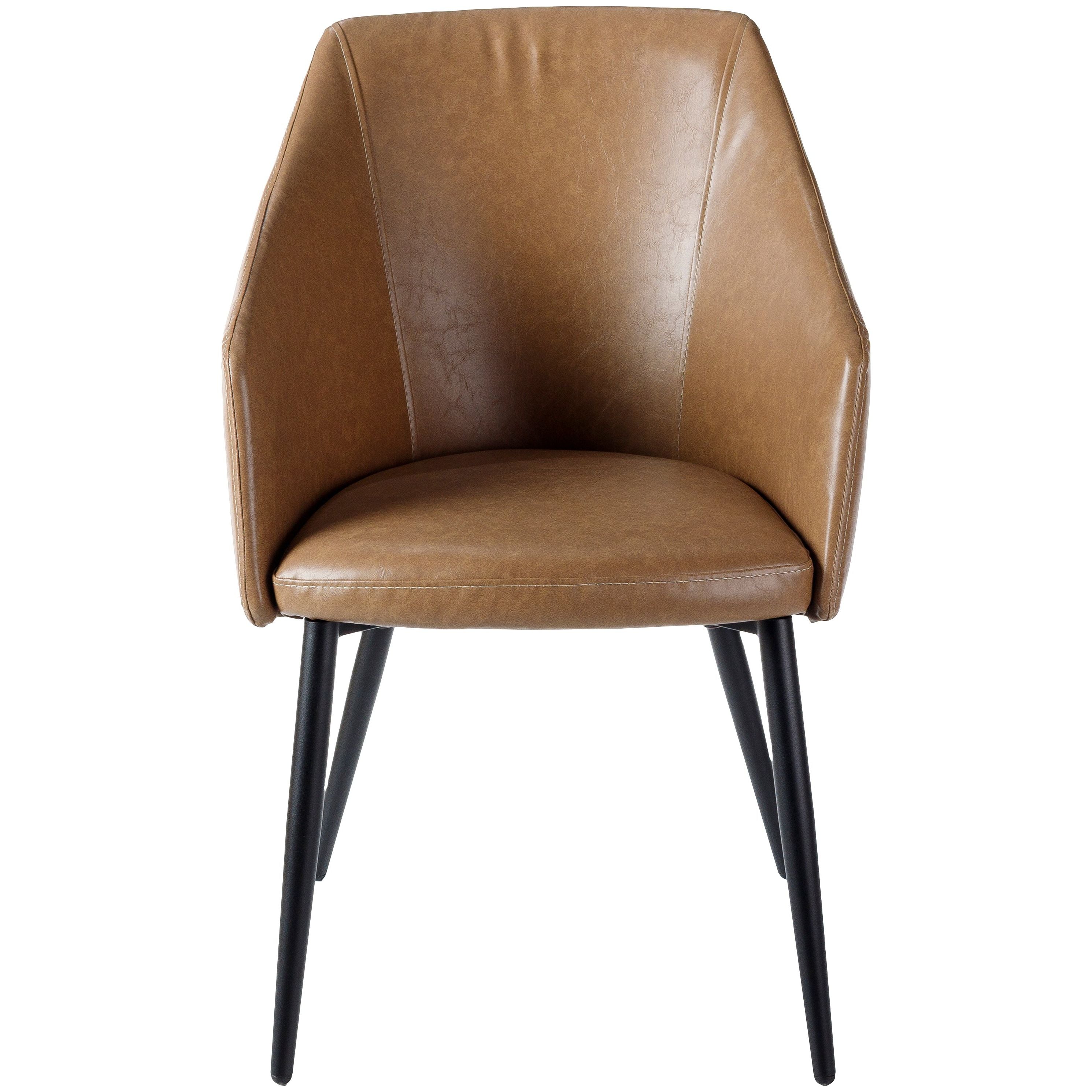 Surya Milford Modern SET OF 2  Faux Leather Dining Chairs With Black Metal Legs - Image 2