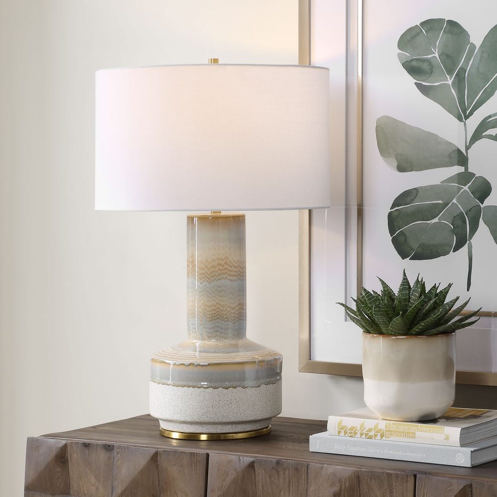Uttermost Armitage Hues Of Blue, Brown & Yellow Table Lamp - Image 1