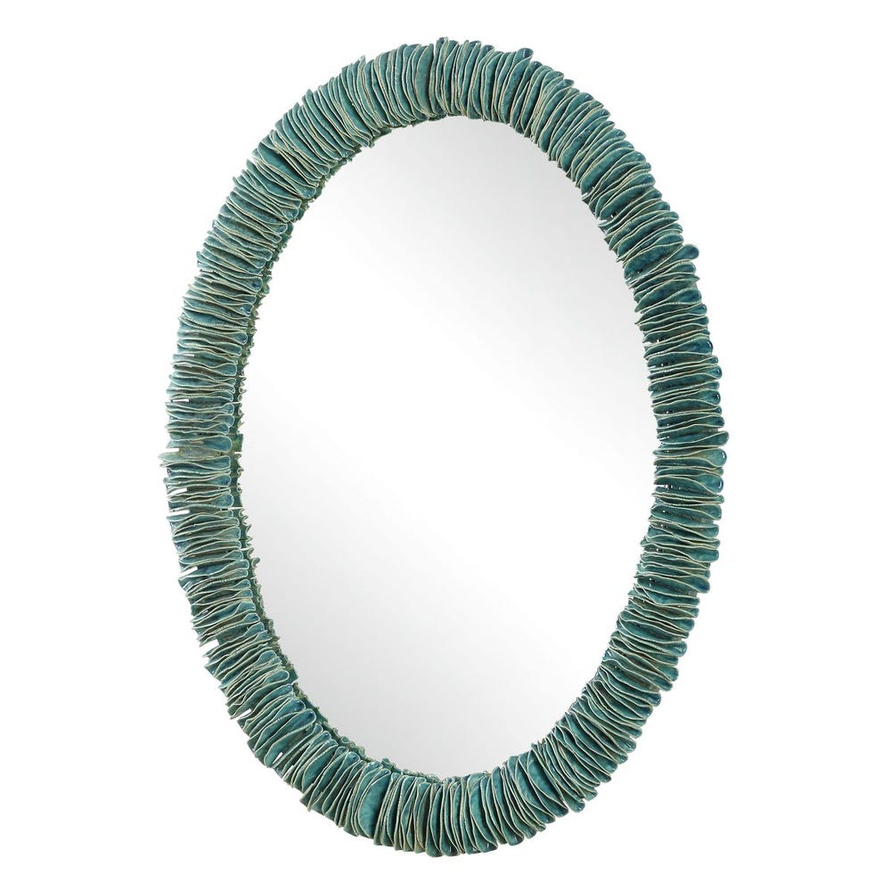 Uttermost Bonaire Teal Blue Oval Mirror - Image 3