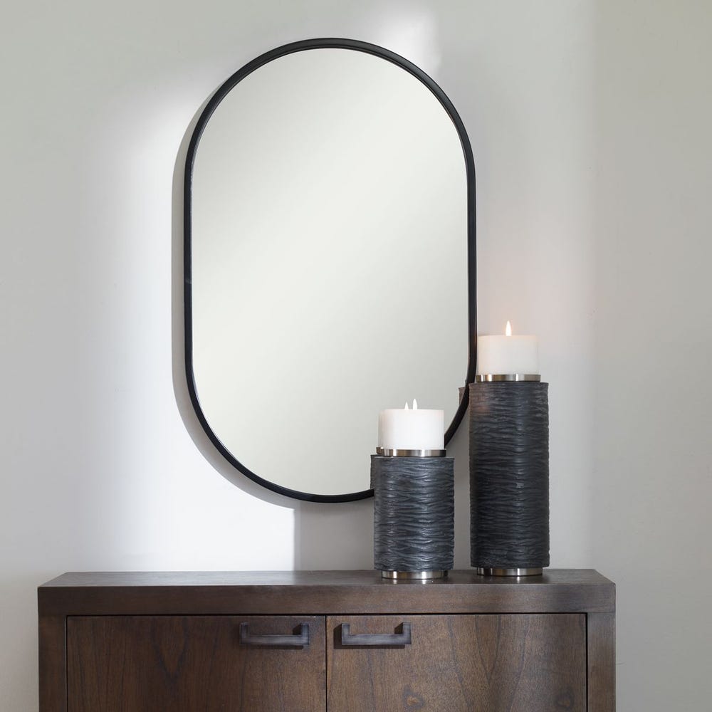Uttermost Varina Sleek Satin Black Mirror - Image 2
