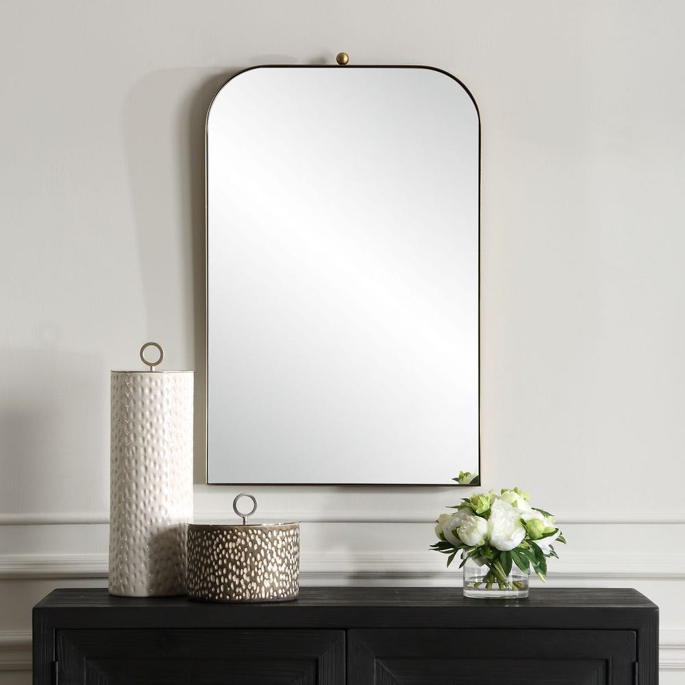Uttermost Cassidy Stainless Steel Brass Arch Mirror - Image 1