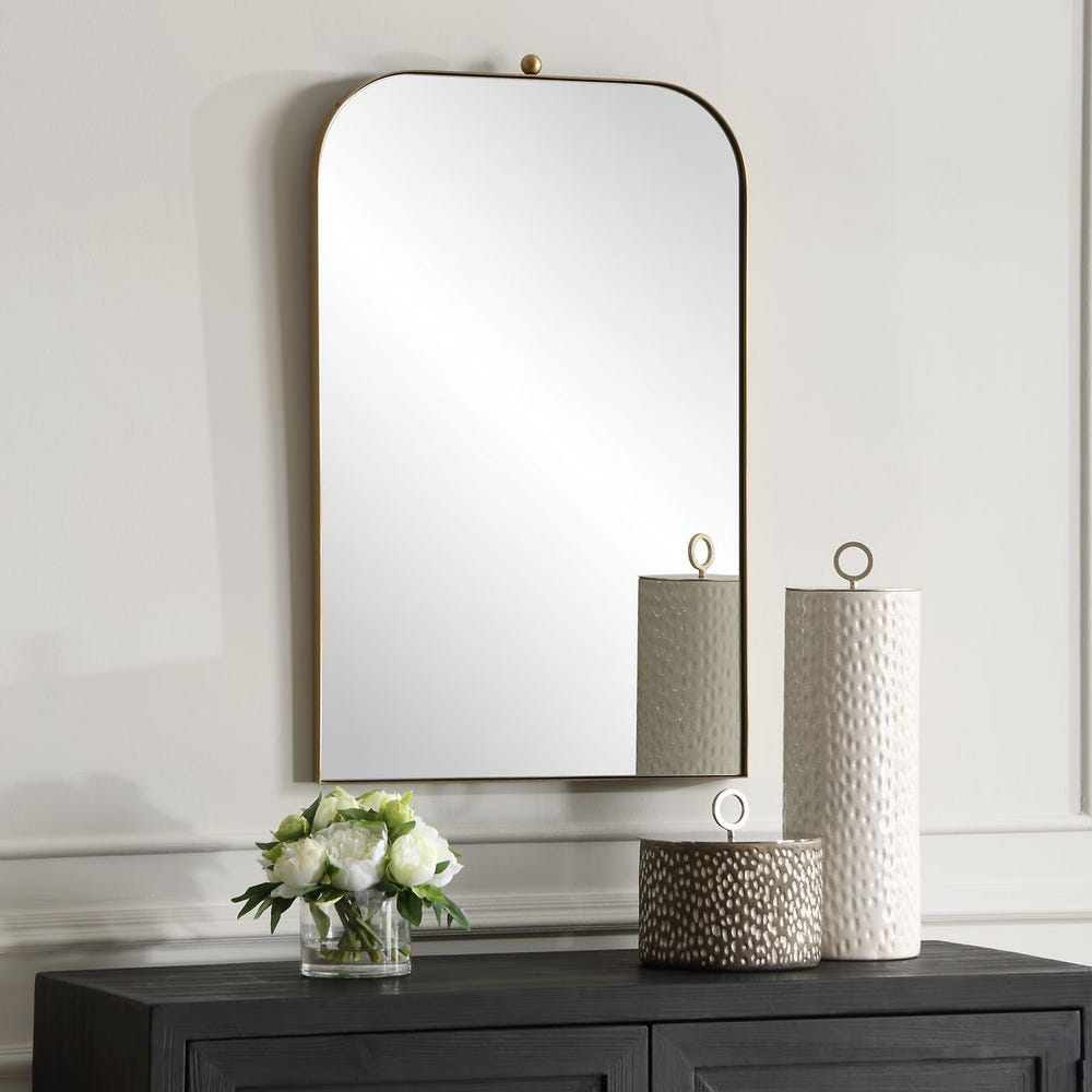 Uttermost Cassidy Stainless Steel Brass Arch Mirror - Image 2