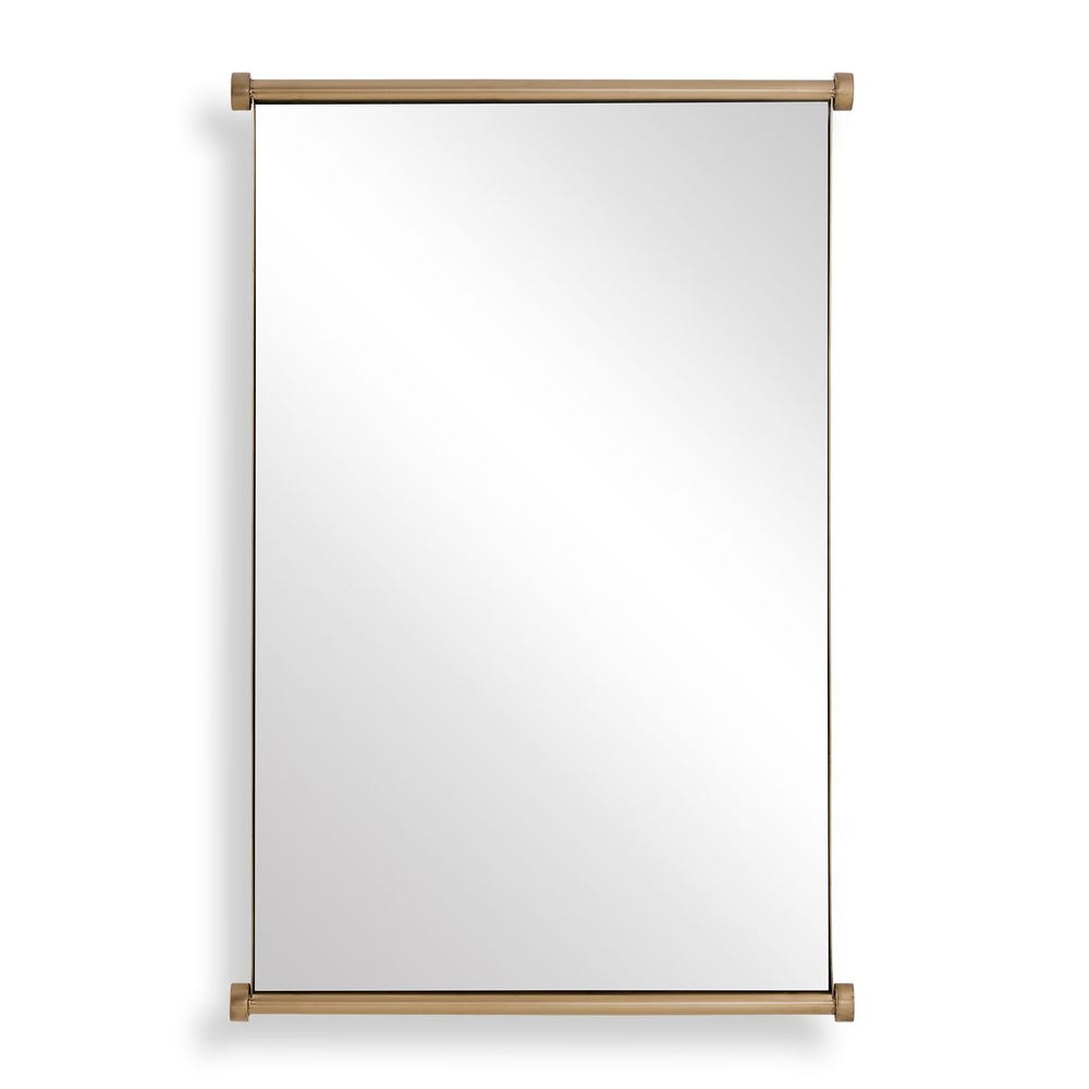 Uttermost Scroll Rectangular Stainless Steel Antique Brass Mirror - Image 3