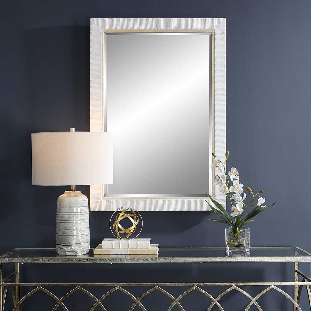 Uttermost Cape Whitewashed Rattan Wrapped Mirror - Image 1